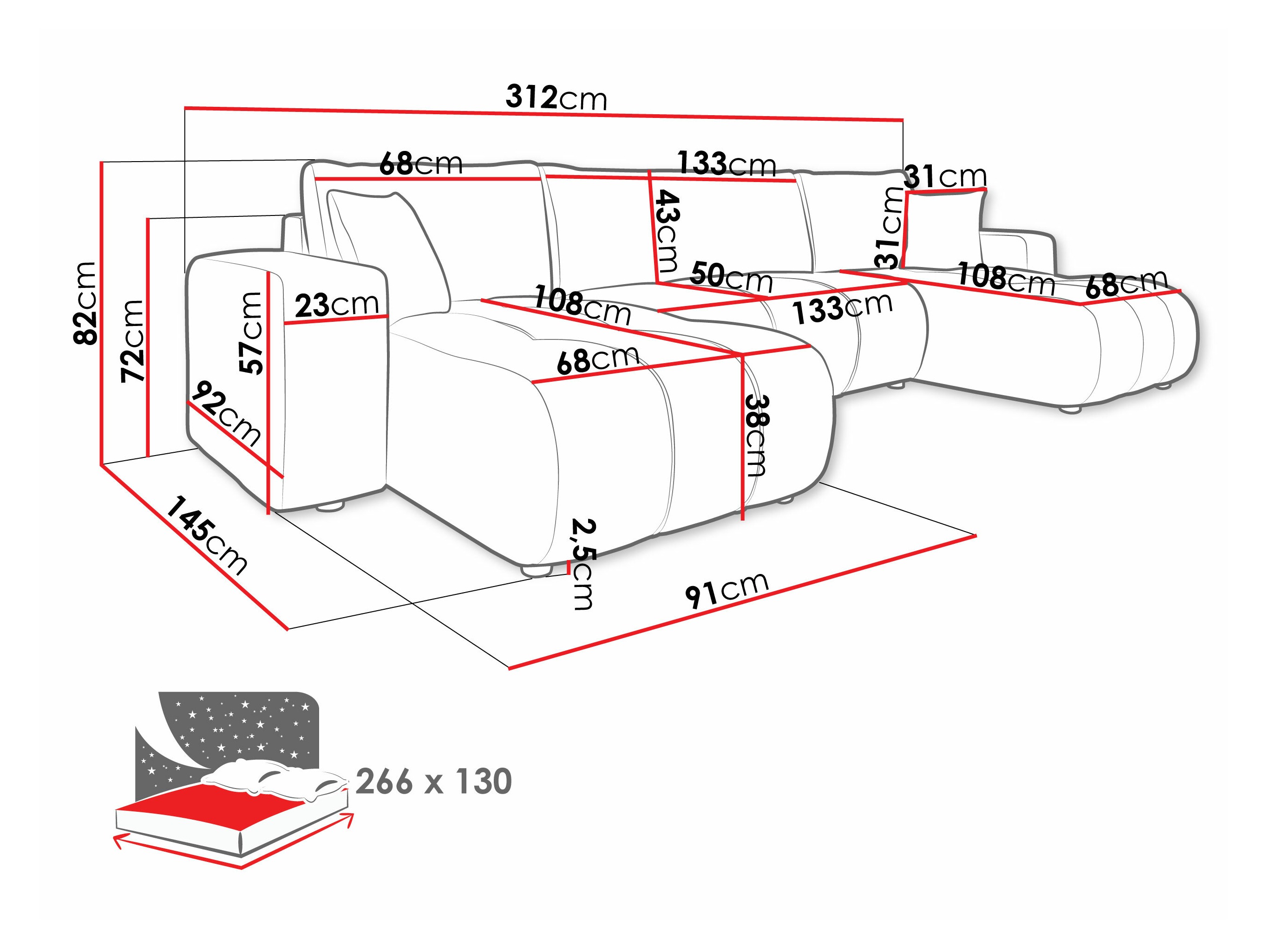 Γωνιακός Καναπές Comfivo Laurus II (Coral 45)