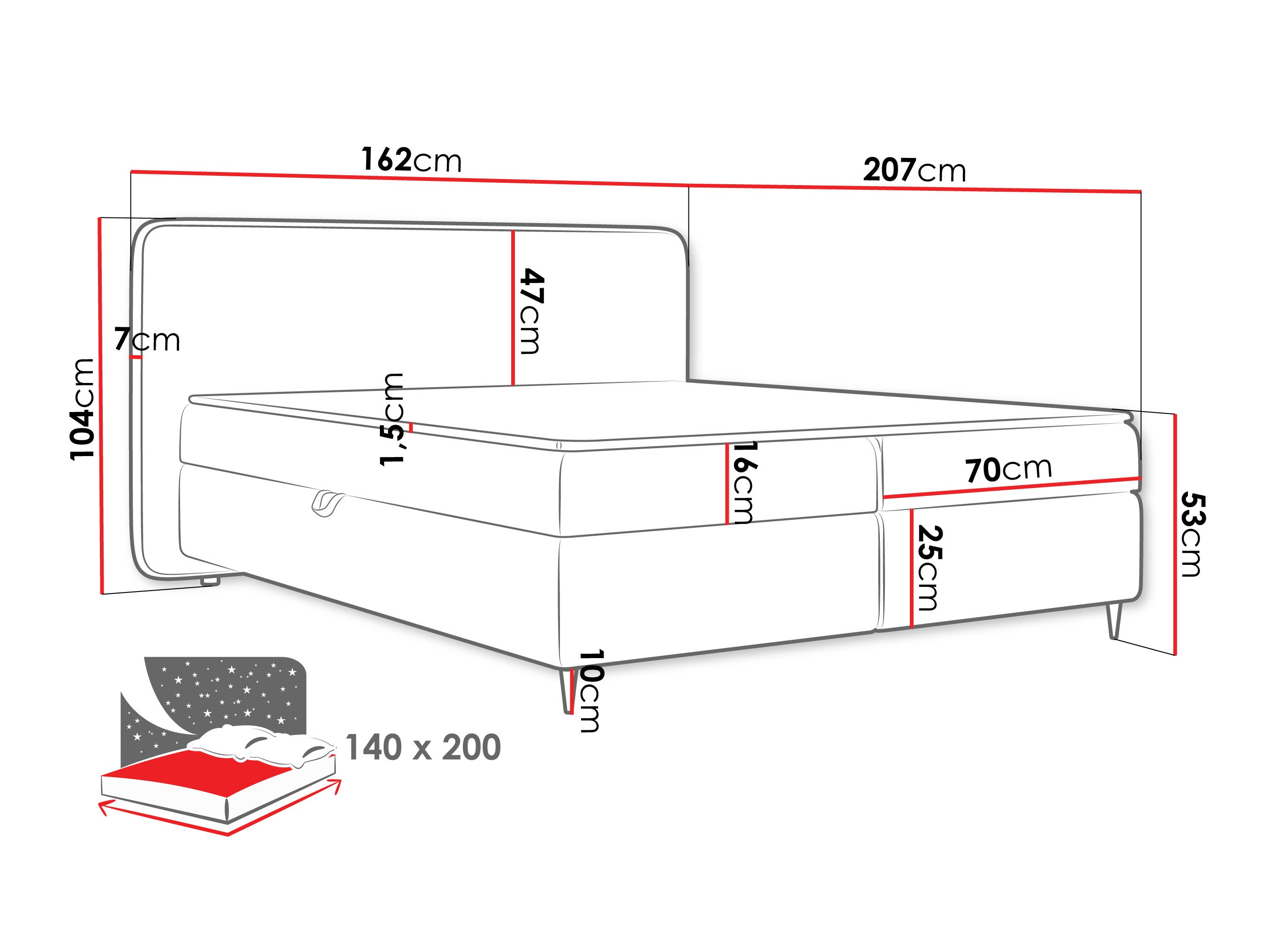 Κρεβάτι continental Stonecrest 108 (Taro 01)