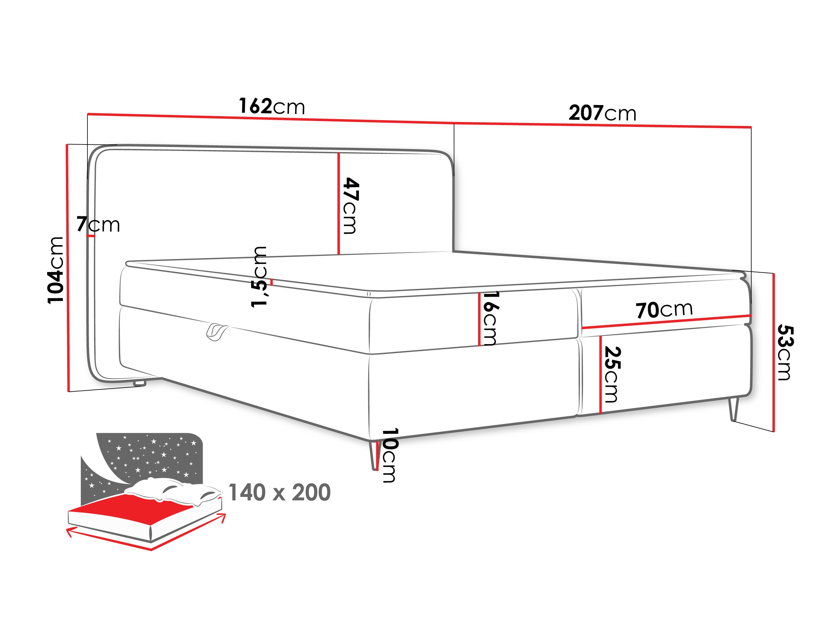 Κρεβάτι continental Stonecrest 108 (Taro 98)