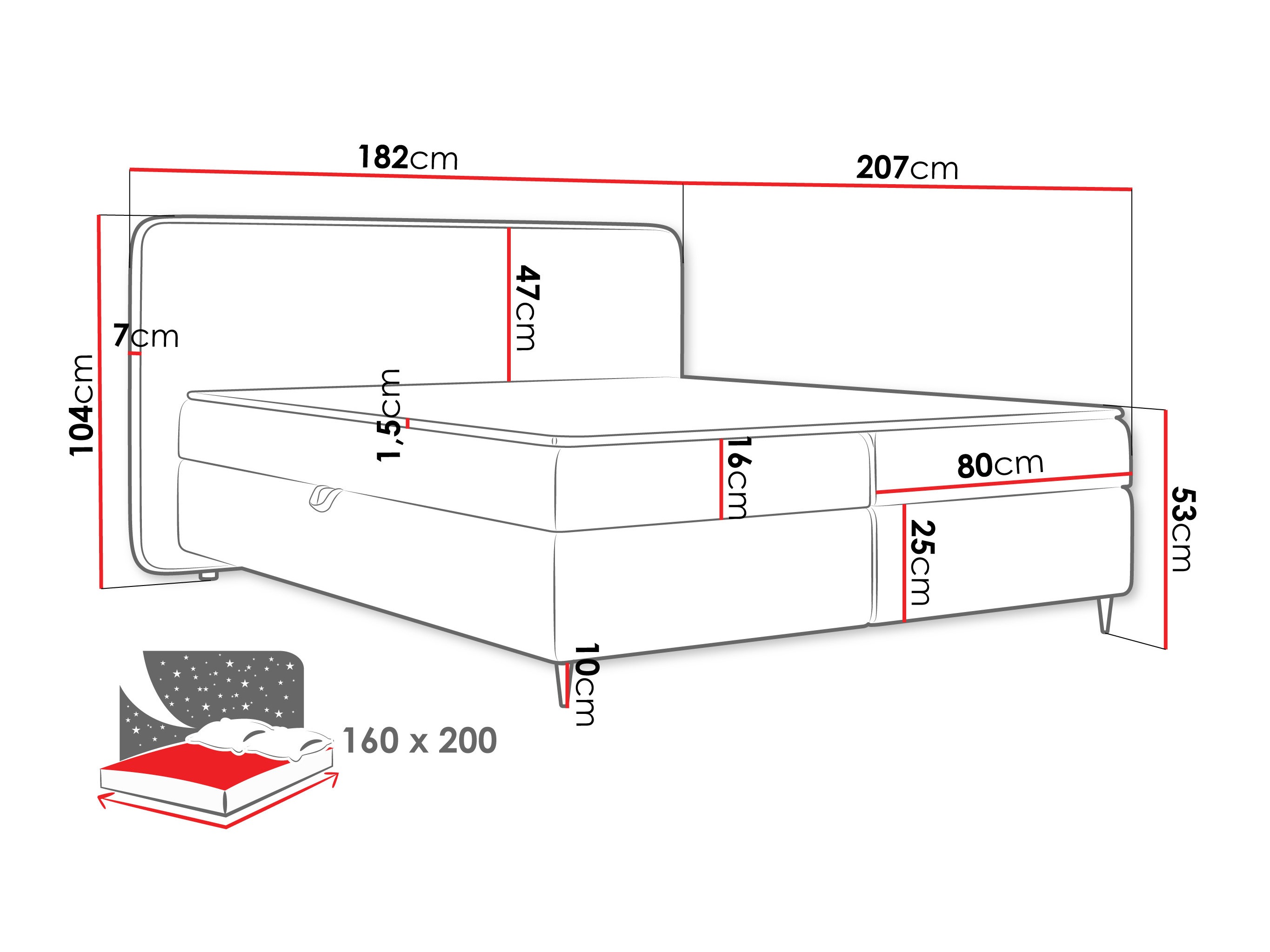 Κρεβάτι continental Stonecrest 108 (Taro 98)