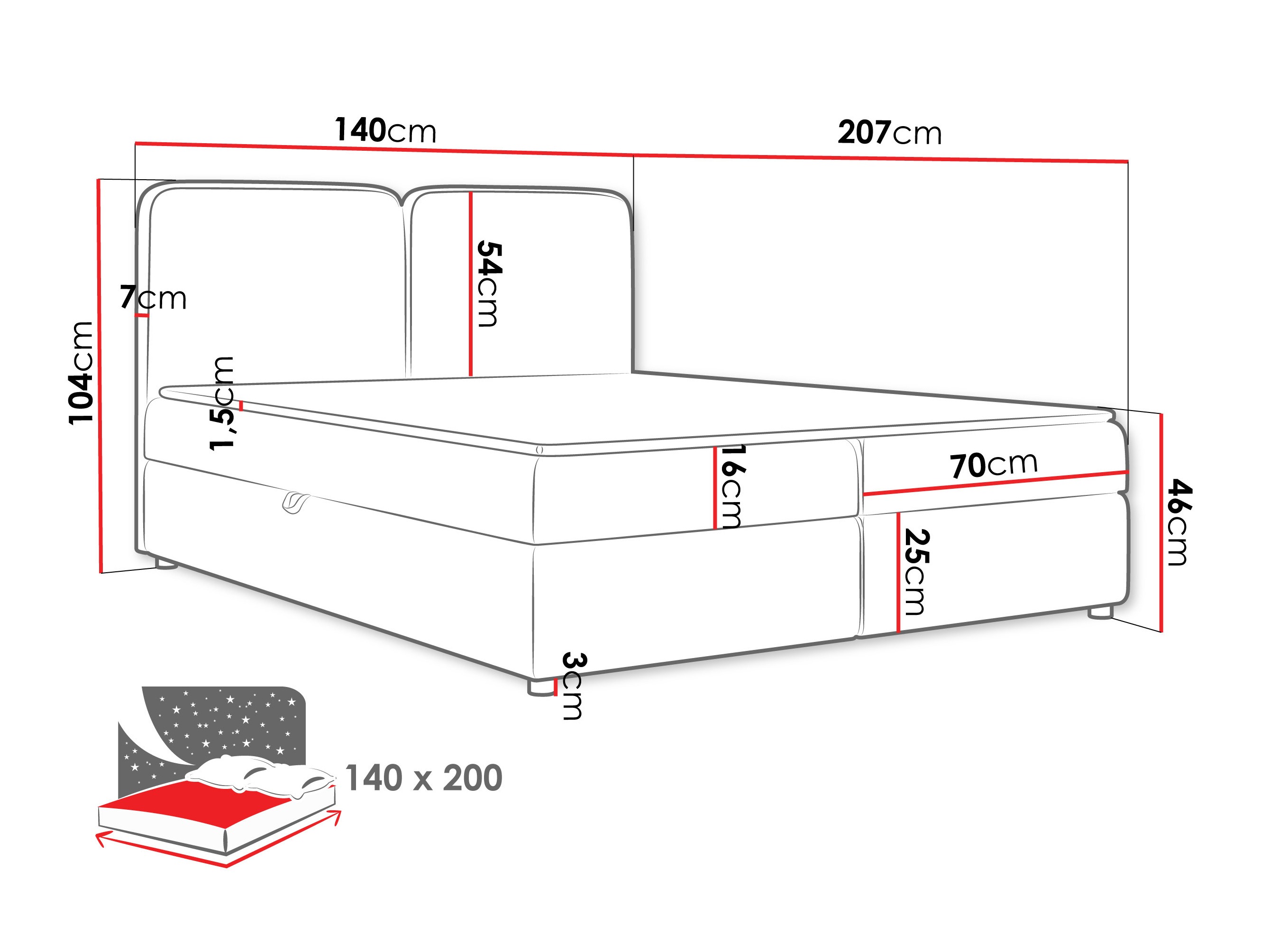 Κρεβάτι continental Stonecrest 109 (Taro 01)