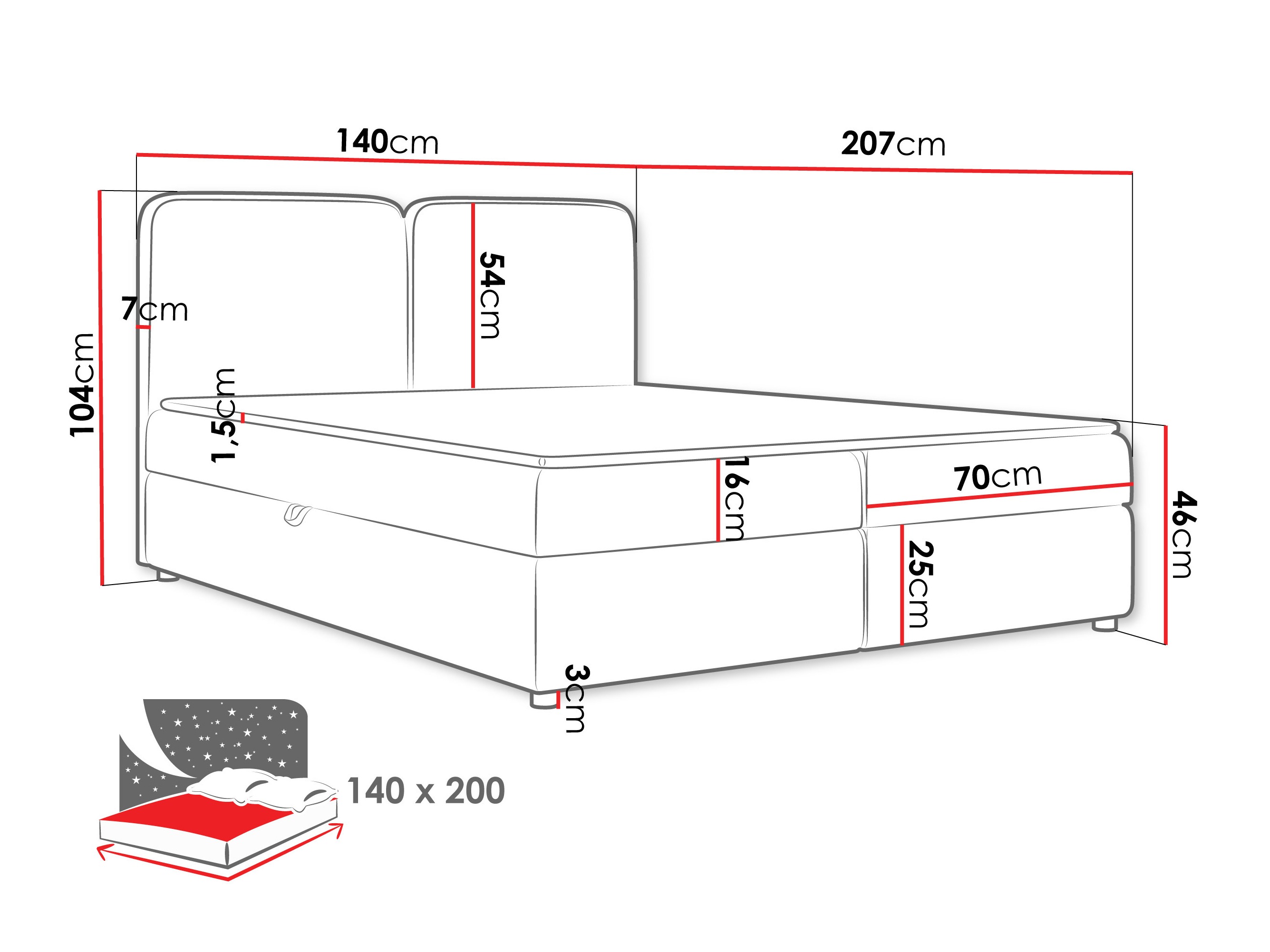 Κρεβάτι continental Stonecrest 109 (Taro 98)