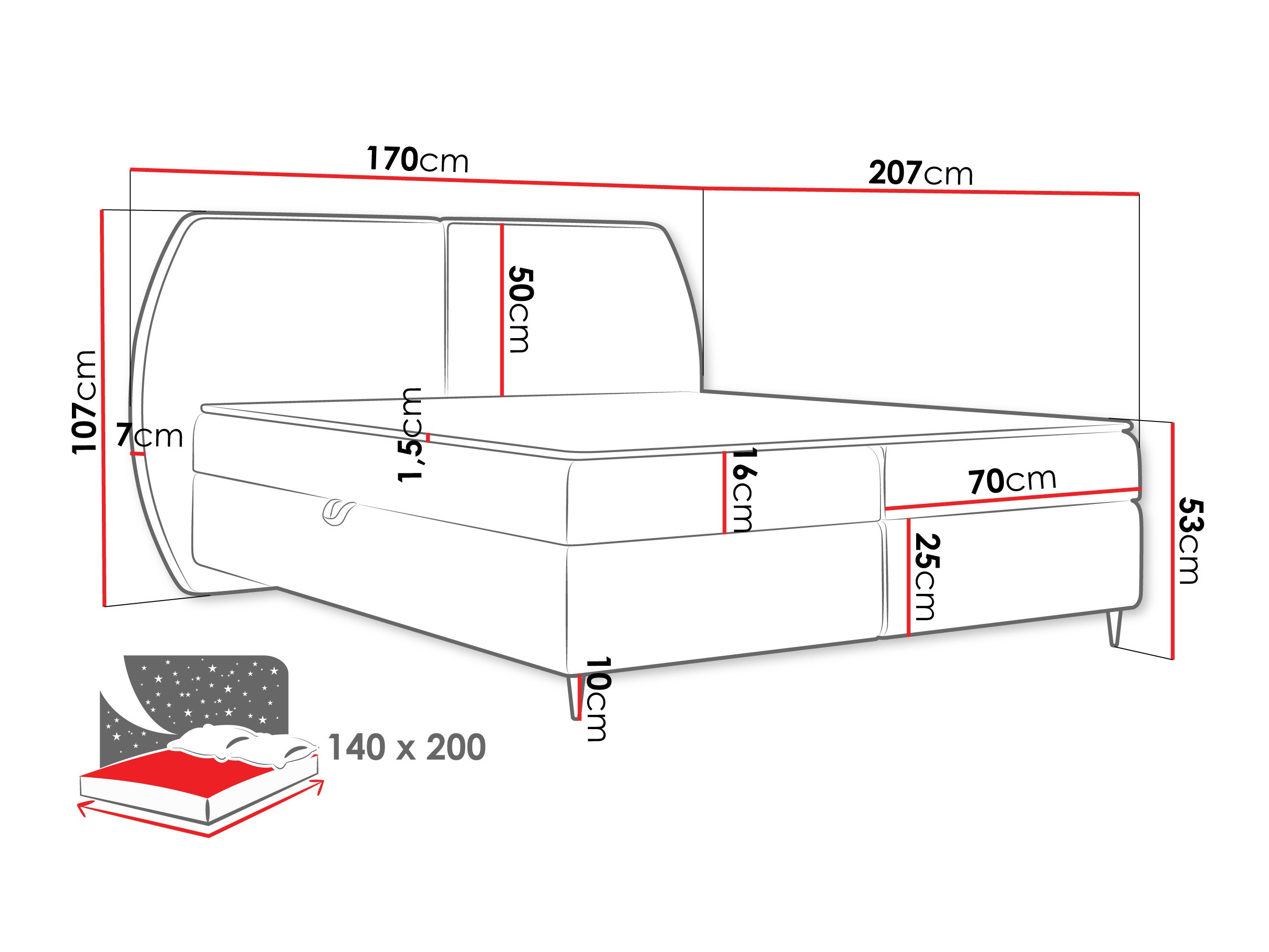 Κρεβάτι continental Stonecrest 110 (Wave 02)
