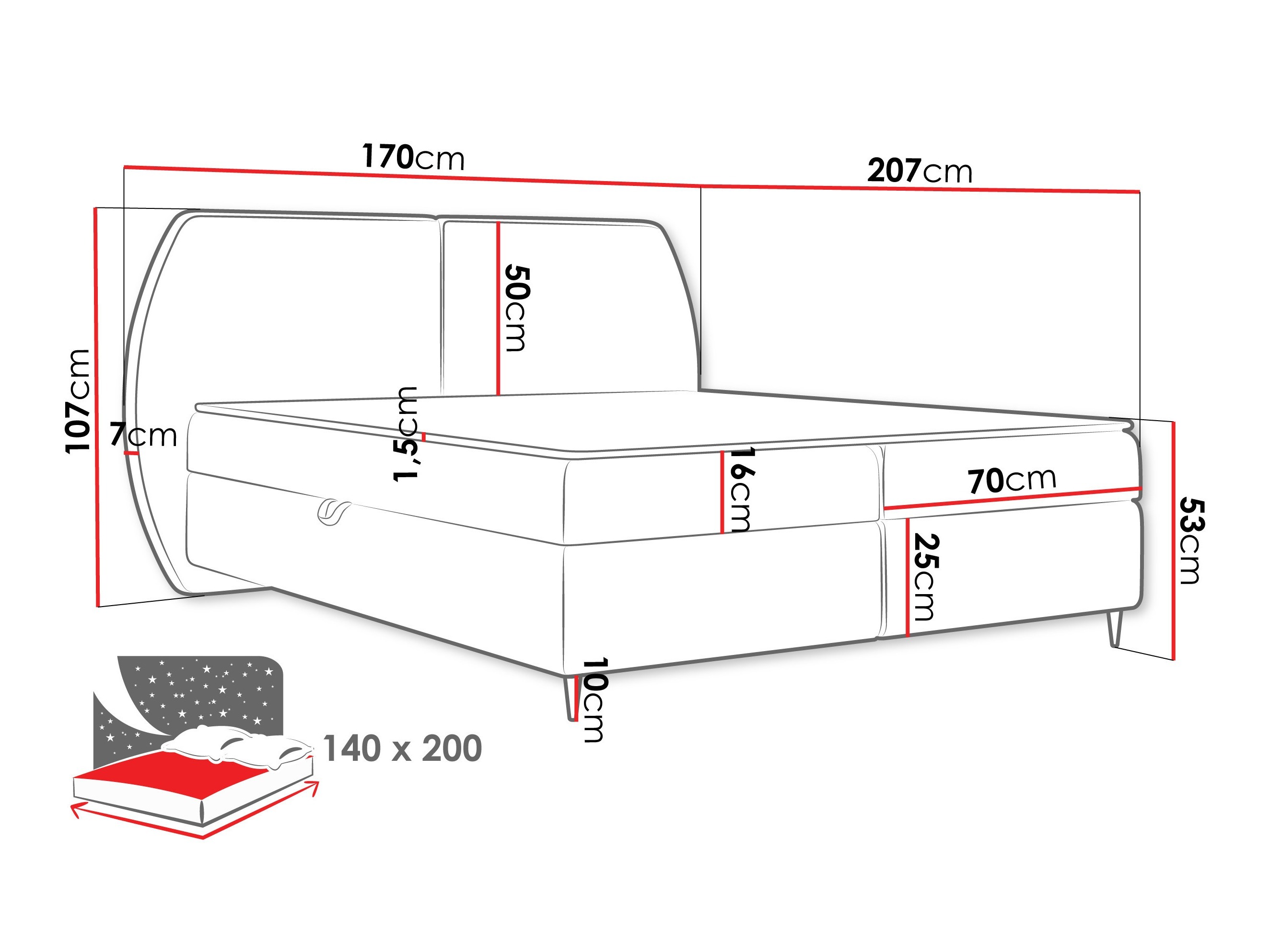 Κρεβάτι continental Stonecrest 110 (Wave 15)