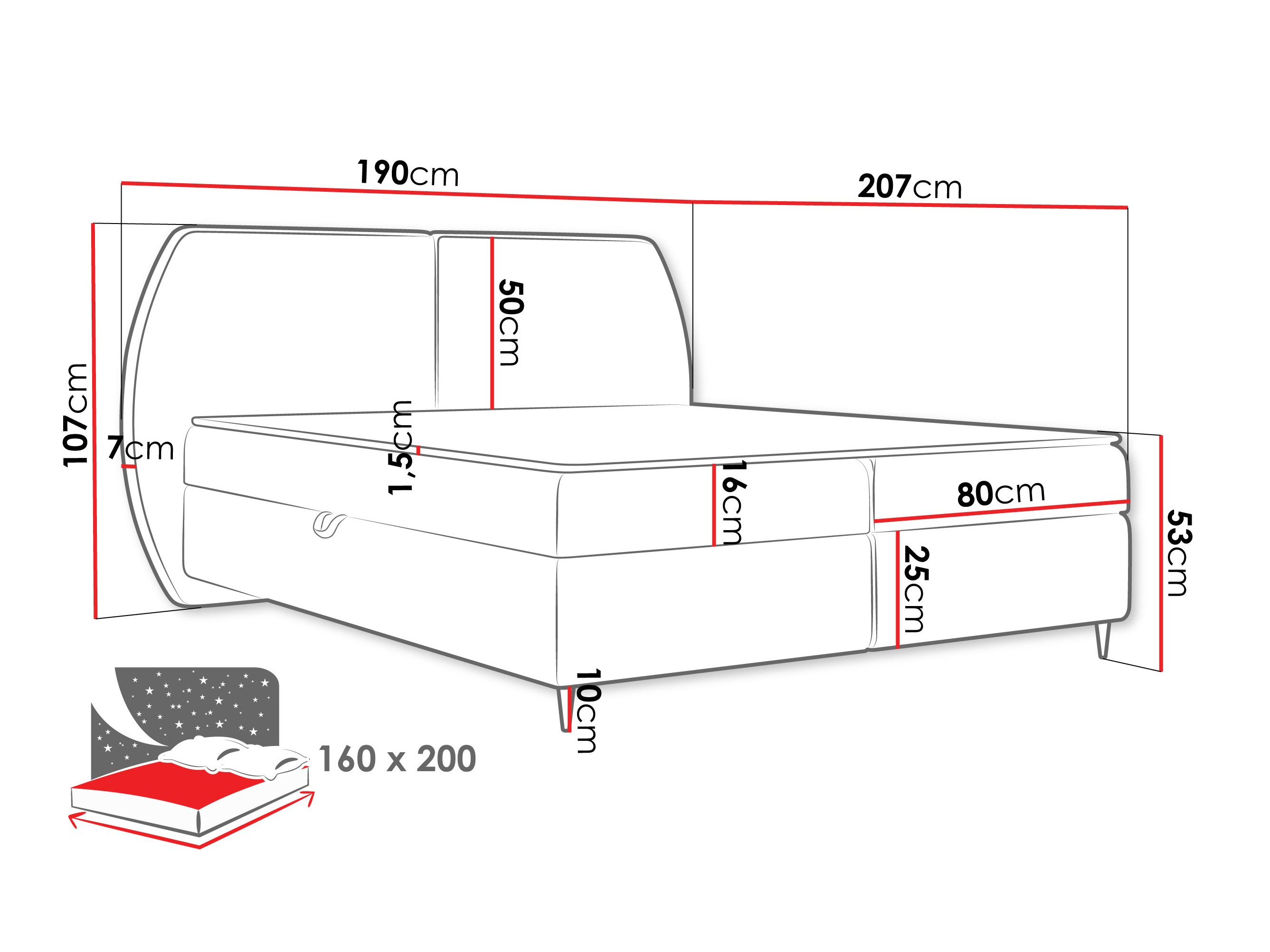 Κρεβάτι continental Stonecrest 110 (Wave 15)