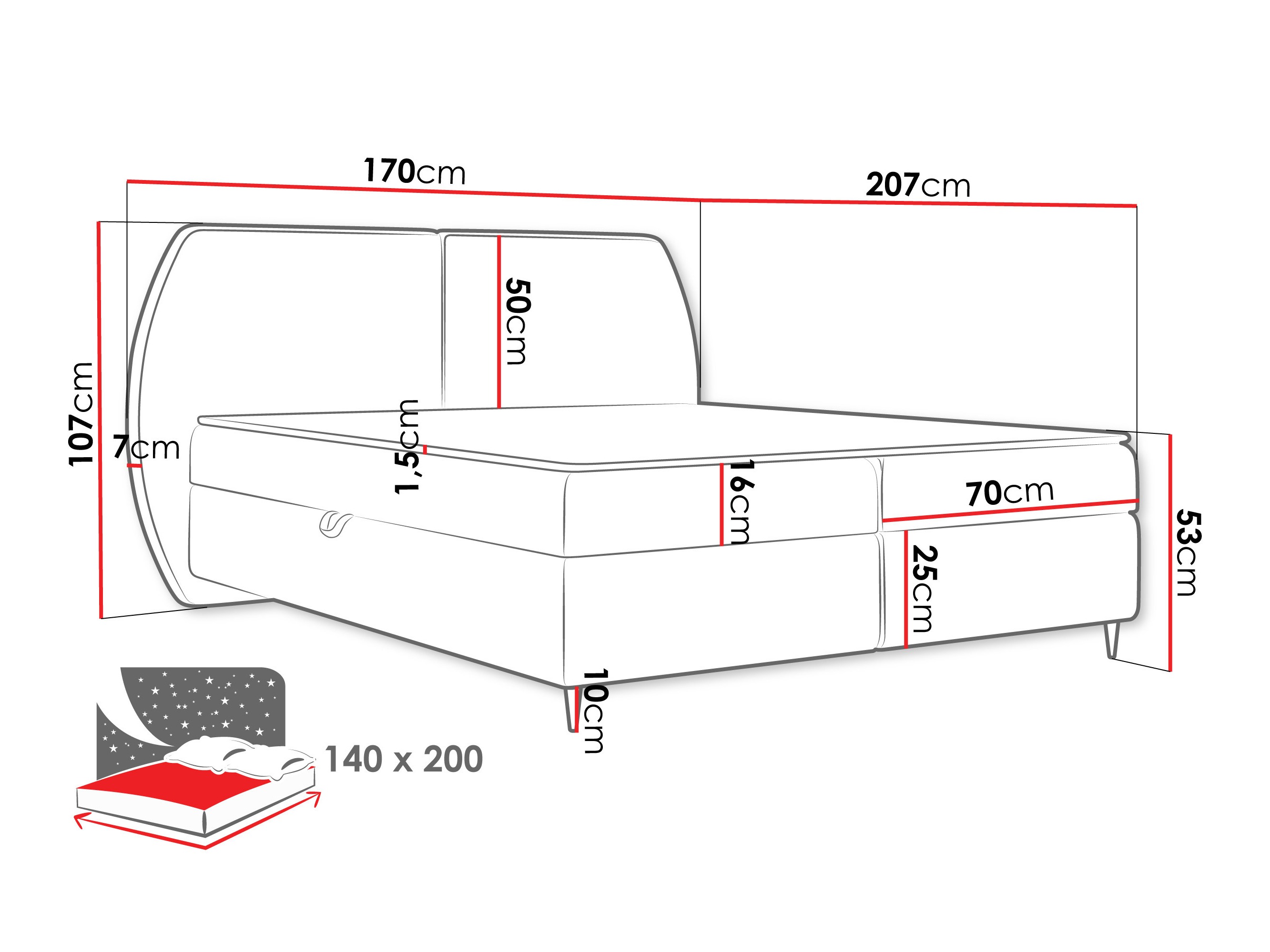 Κρεβάτι continental Stonecrest 110 (Wave 17)
