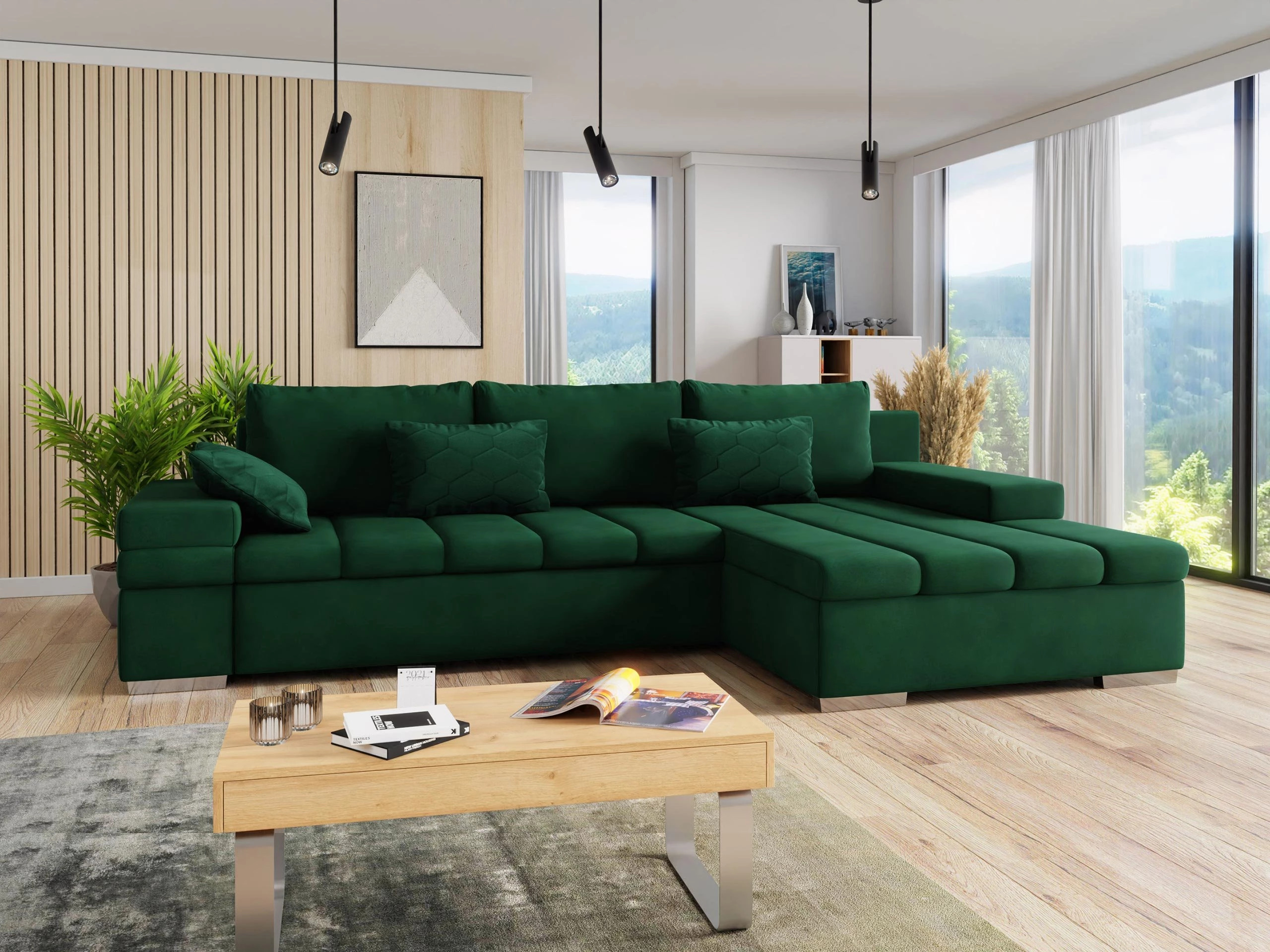 Γωνιακός Καναπές Comfivo Olivetum II (Uttario Velvet 2951 + Magic Velvet Pik 2225)