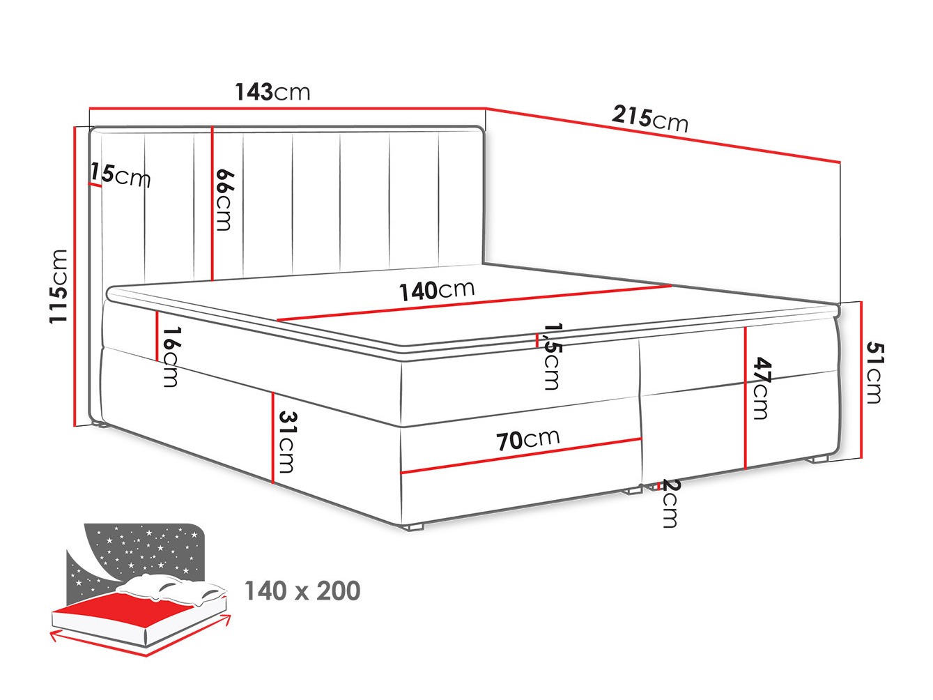 Κρεβάτι continental Pomona 116 (Magic βελούδινο 2258)
