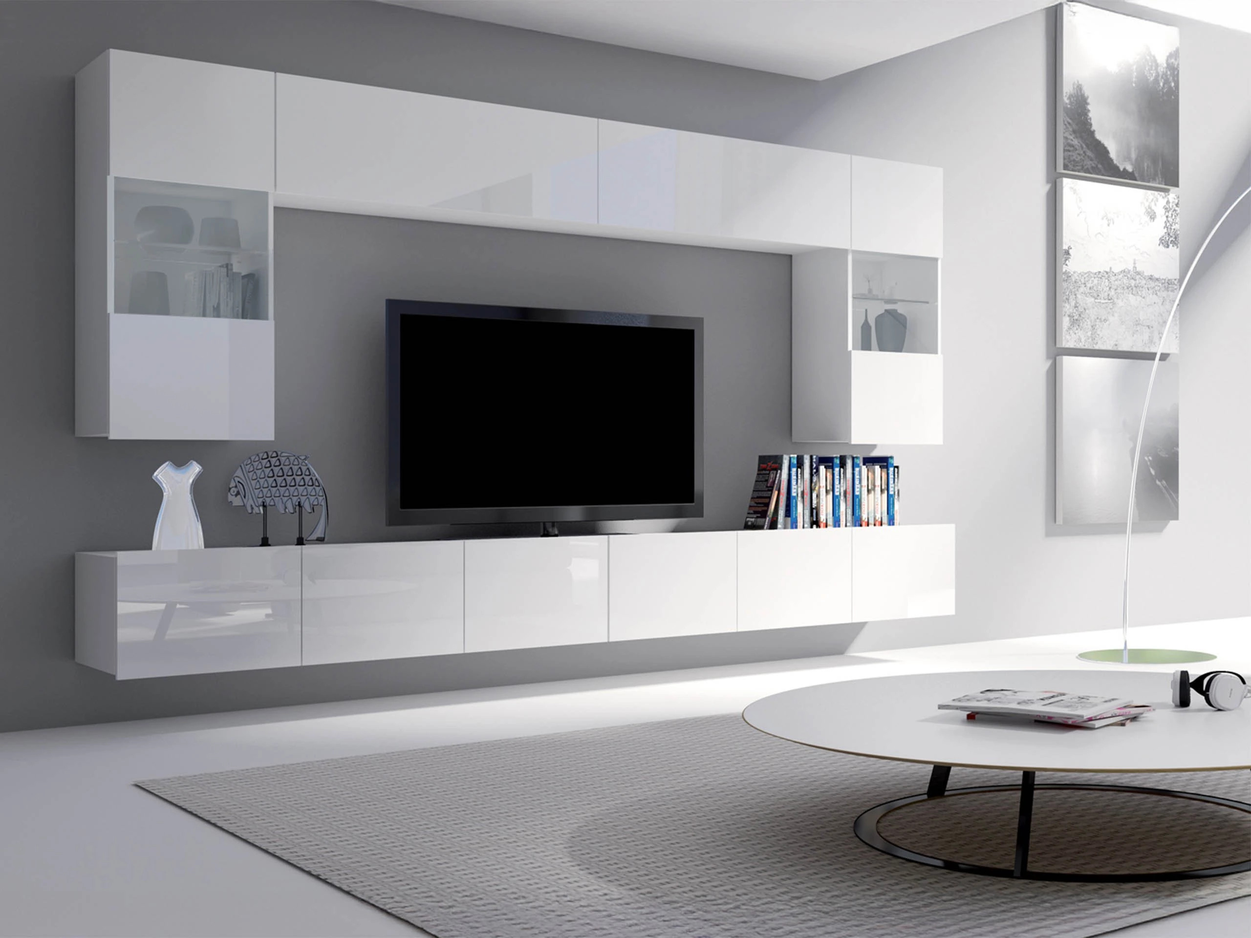 Ντουλάπι τοίχου Remus (Άσπρο + Γυαλιστερό λευκό)