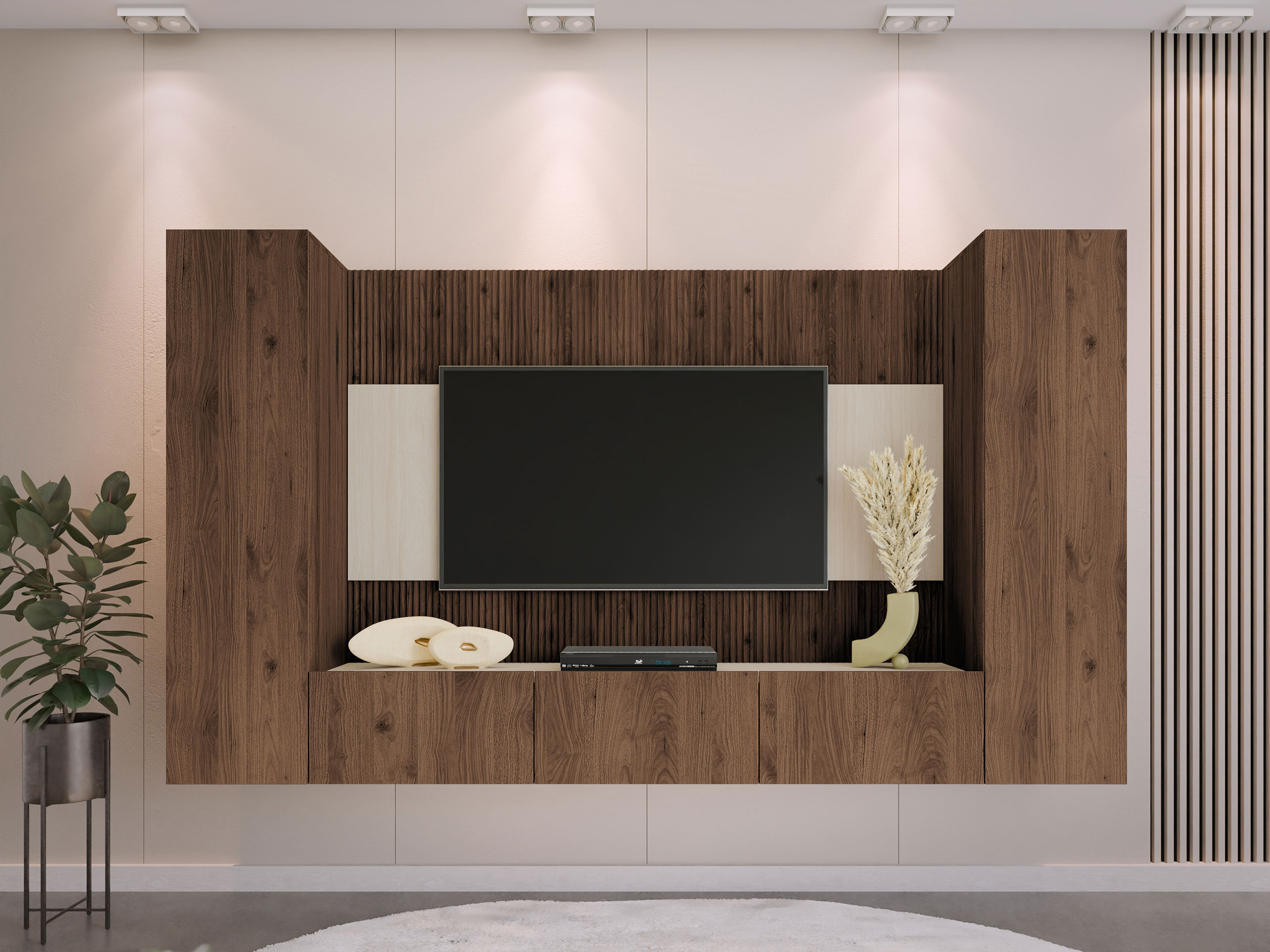 Σετ επίπλων σαλονιού Comfivo Salix IV (Καρυδί + Ανοιχτό Travertine)