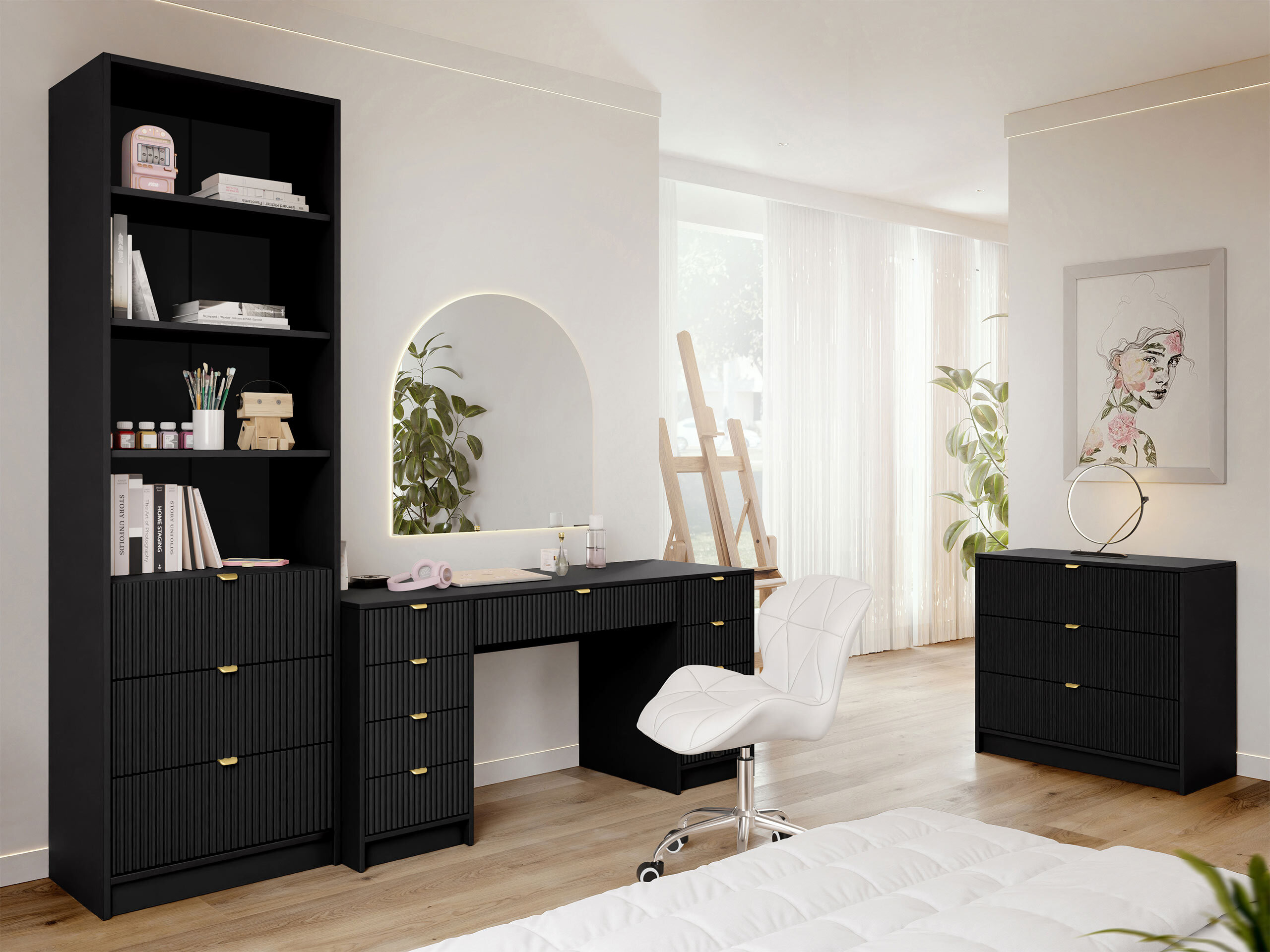 Βιβλιοθήκη Comfivo Papilio (Μαύρο)