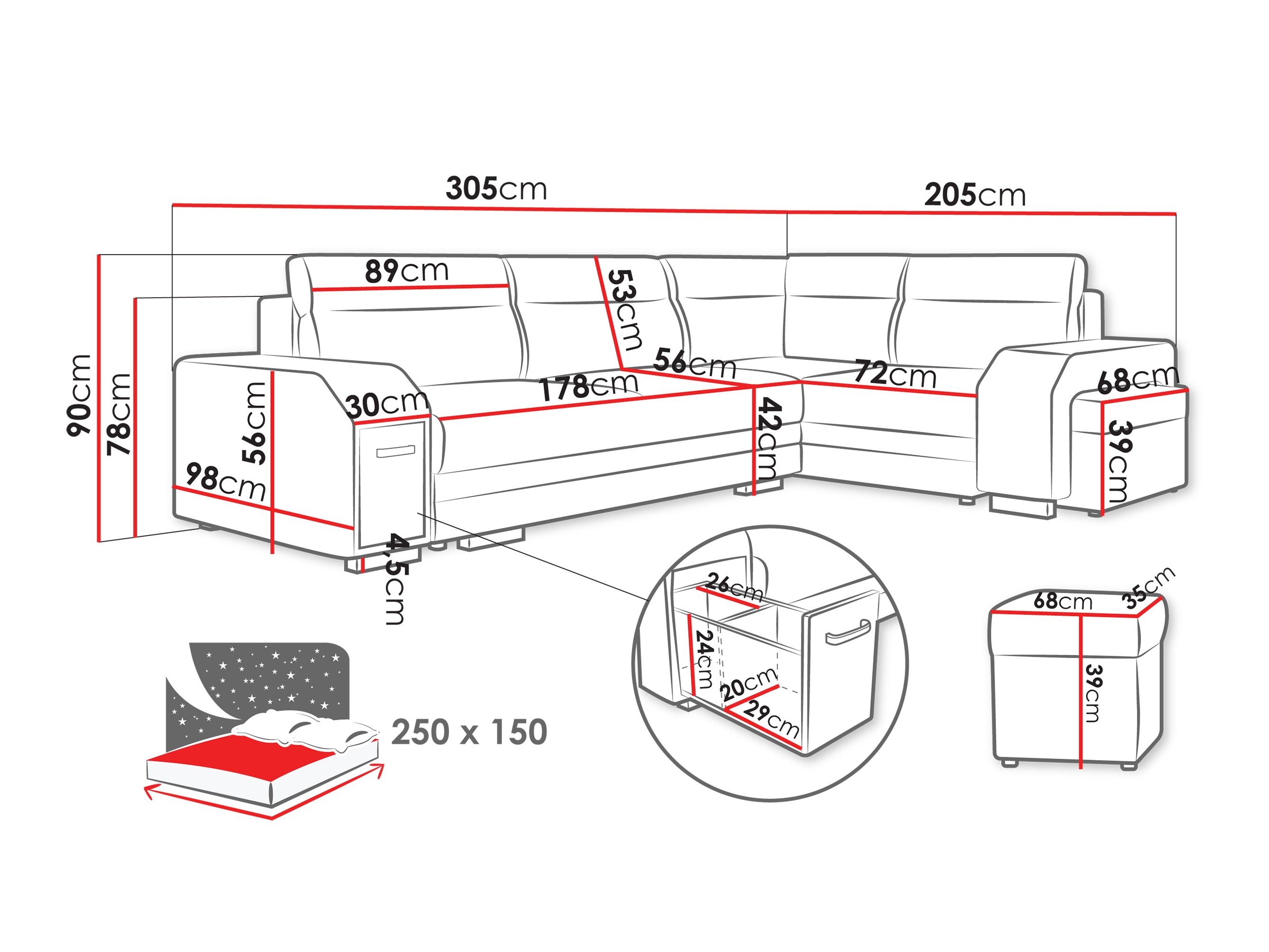 Γωνιακός Καναπές Kingsport 116 (Nazar 225.02)