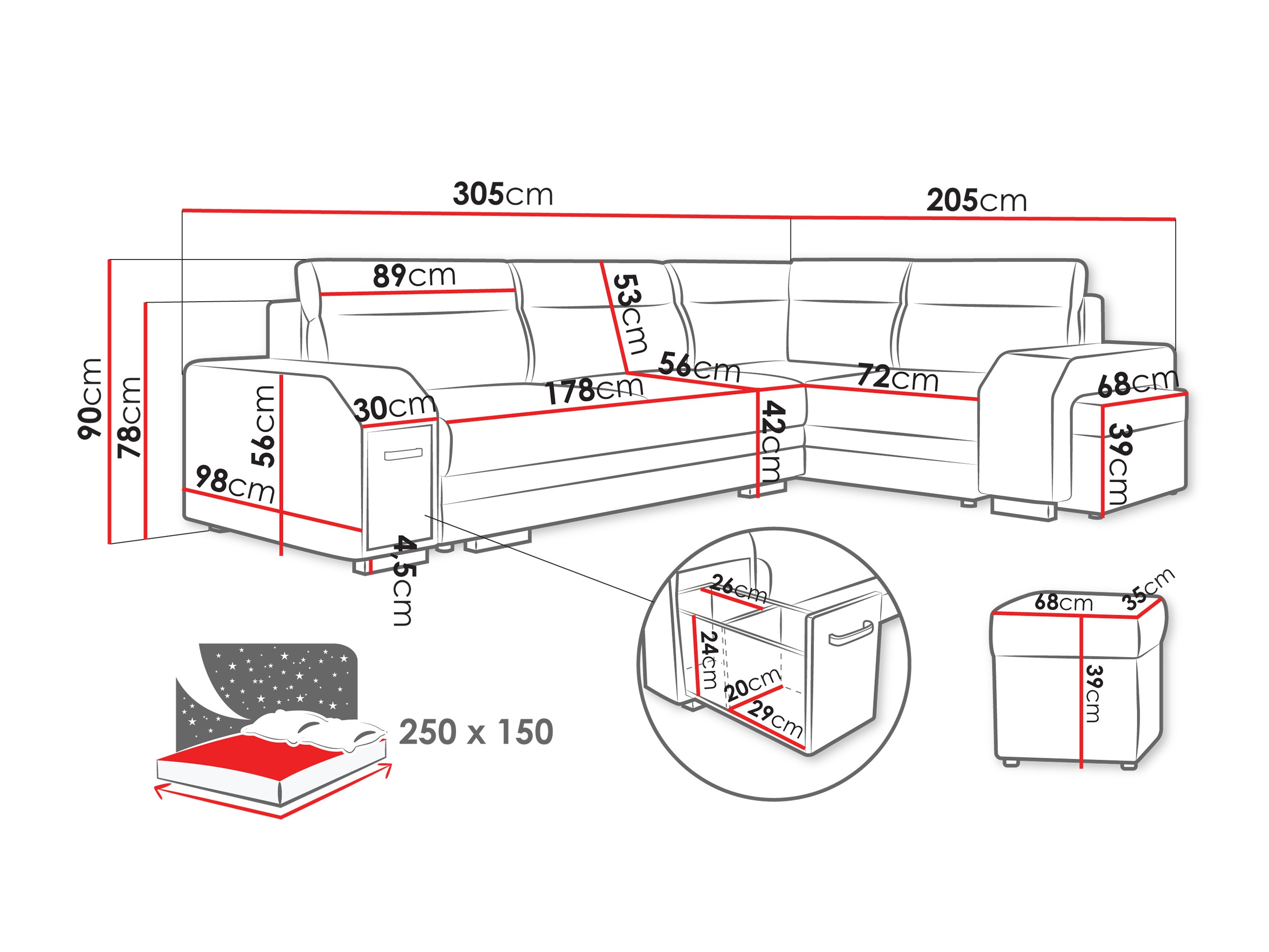 Γωνιακός Καναπές Kingsport 116 (Nazar 225.03)