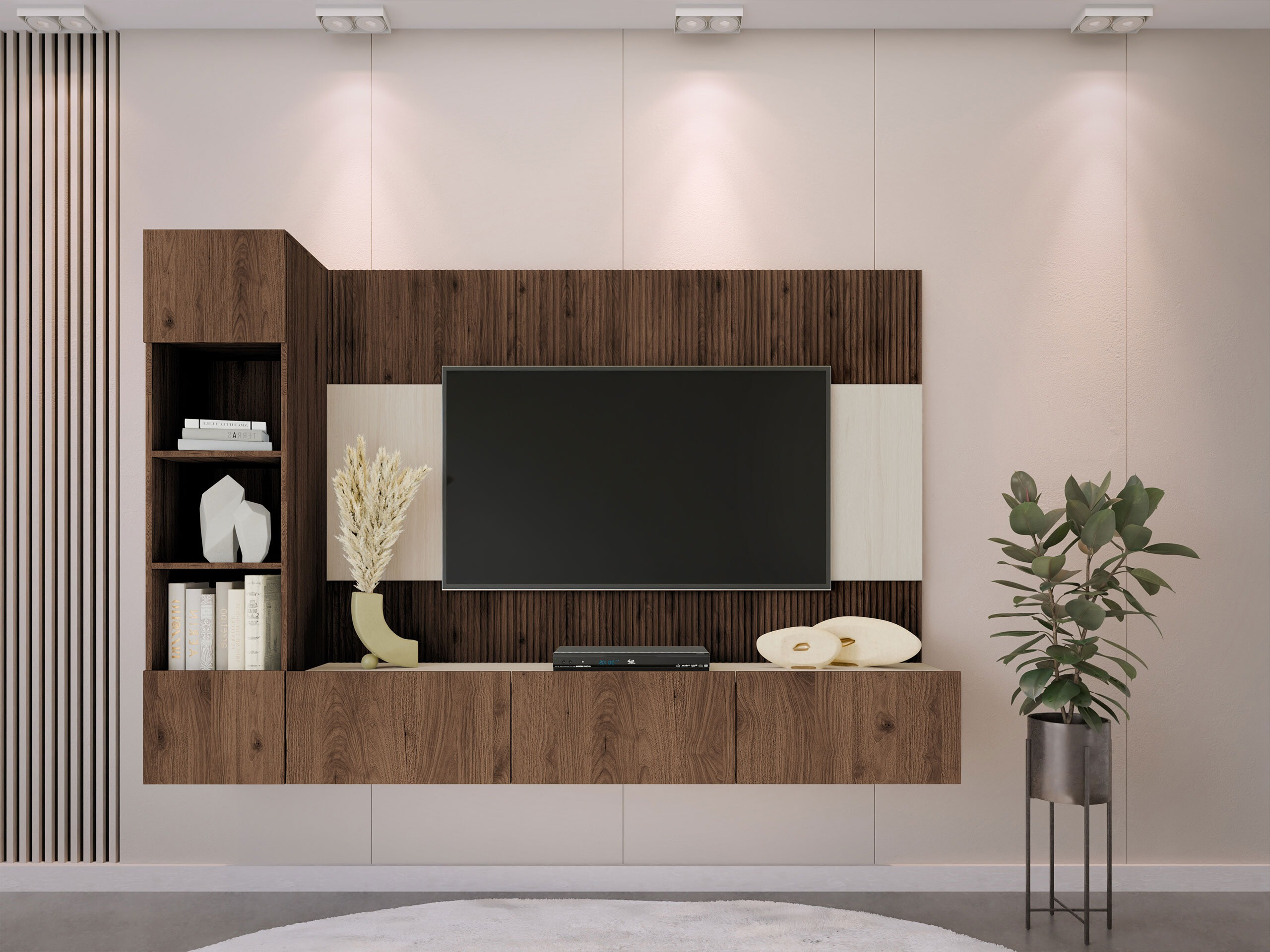 Σετ επίπλων σαλονιού Comfivo Salix II (Καρυδί + Ανοιχτό Travertine)