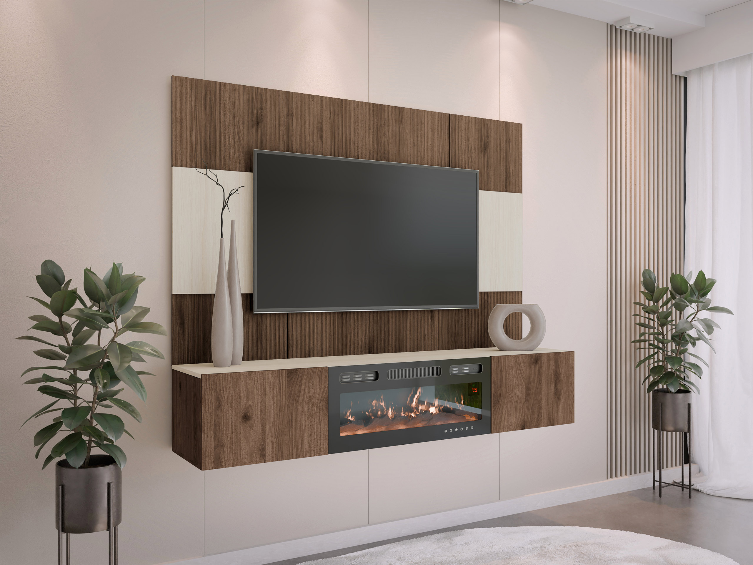 Σετ επίπλων σαλονιού Comfivo Salix VII (Καρυδί + Ανοιχτό Travertine)