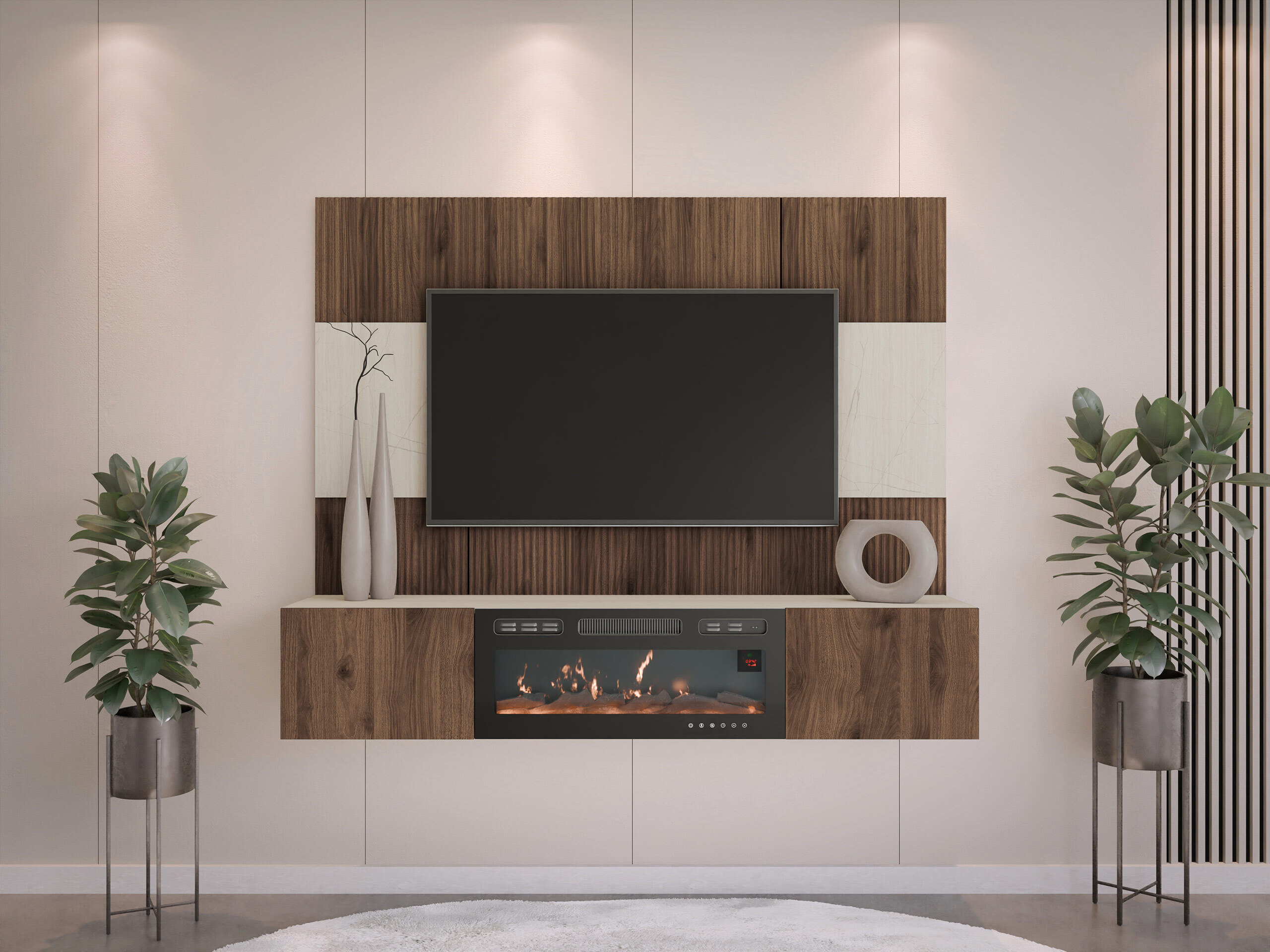 Σετ επίπλων σαλονιού Comfivo Salix VII (Καρυδί + Ανοιχτό Travertine)