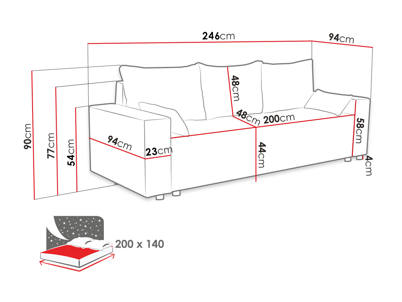 Καναπές-κρεβάτι Clovis 104 (Poso 100)