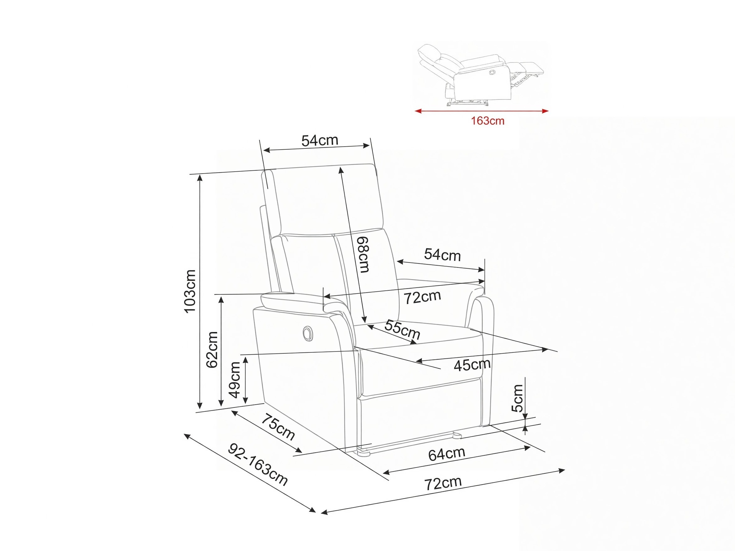Ρυθμιζόμενη πολυθρόνα Detroit 1040 (Raven 30)