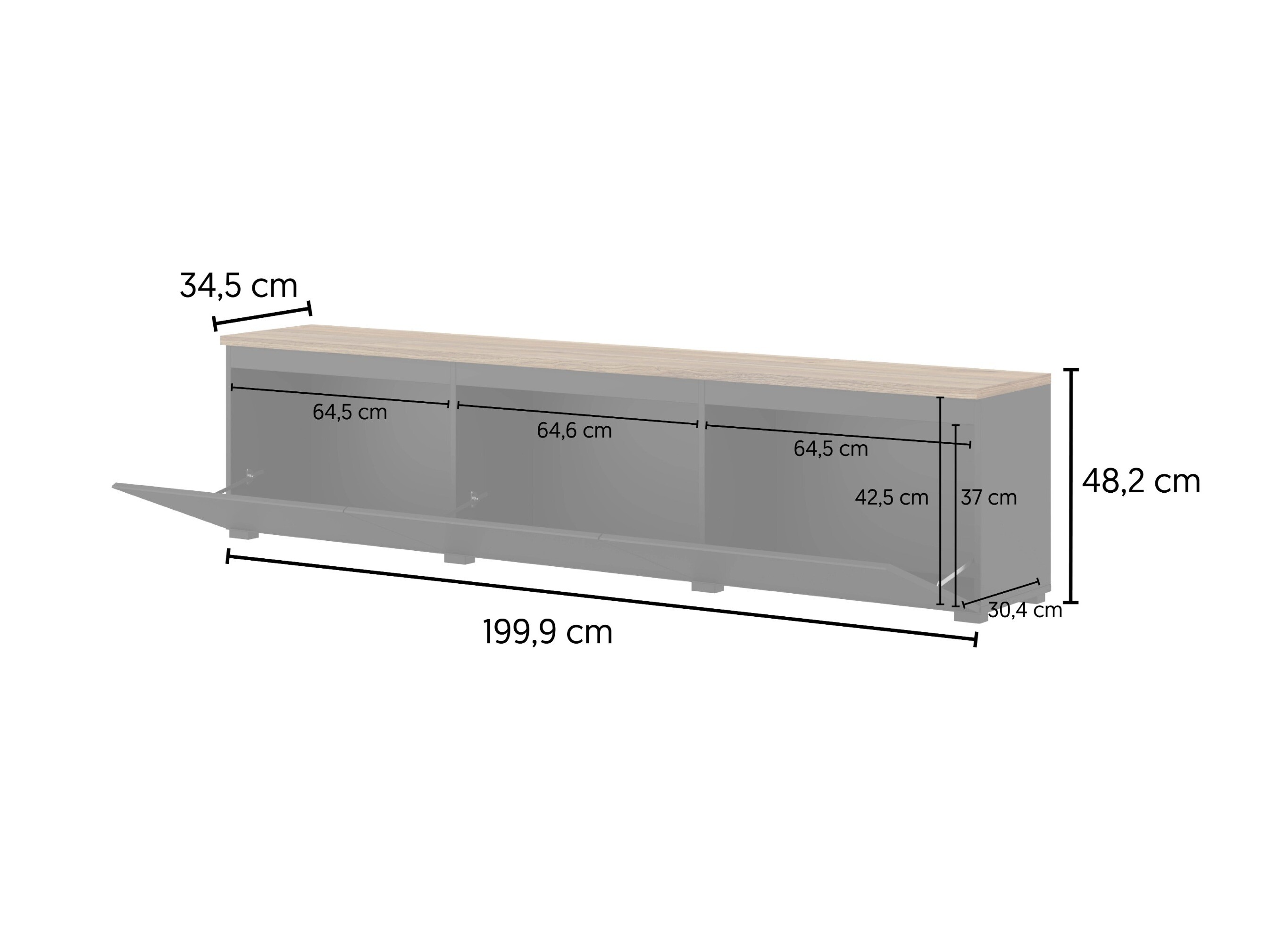 Έπιπλο τηλεόρασης Baletu 113 (Μαύρο + Δρυς)