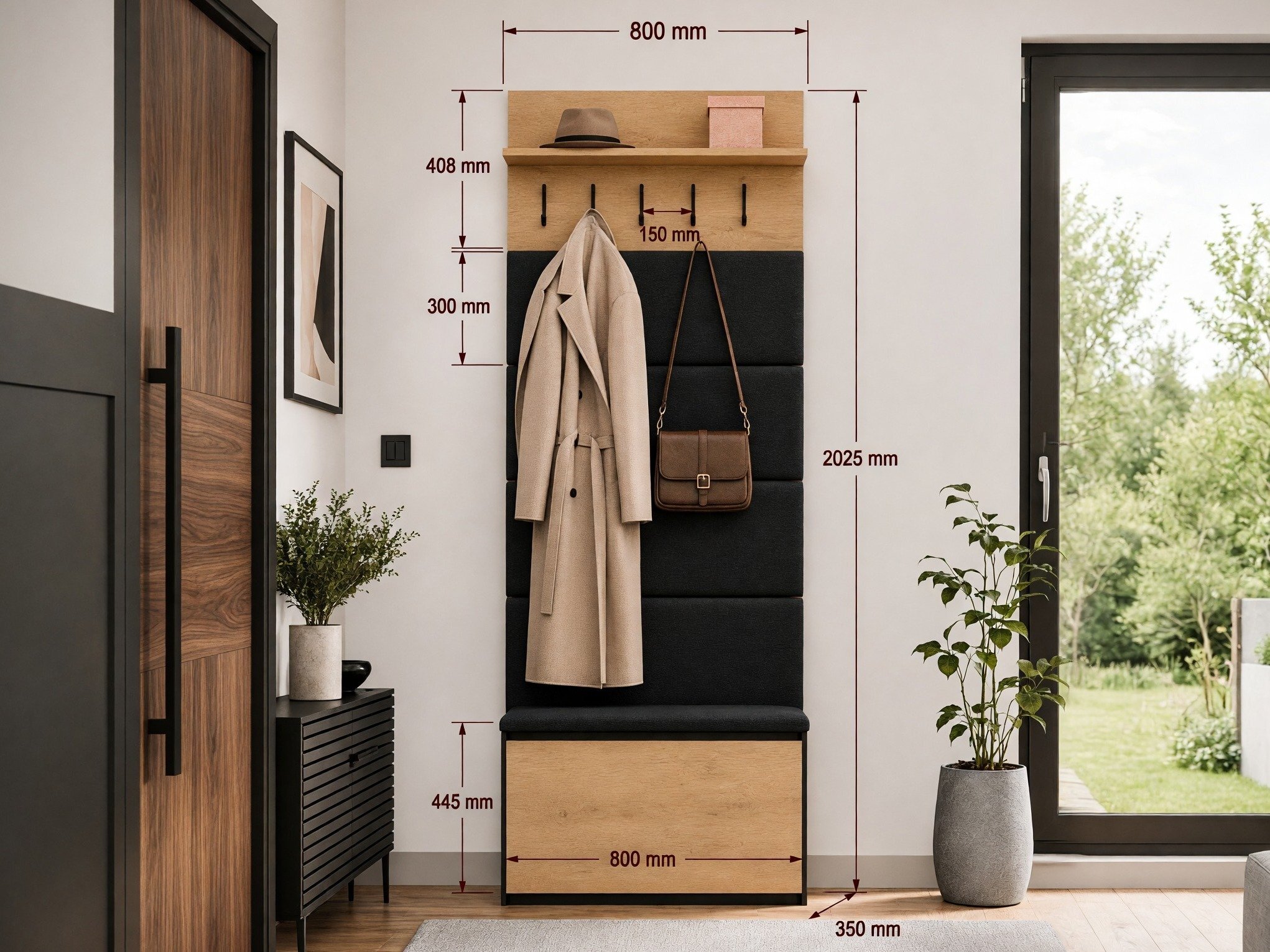 Σετ διαδρόμου Mandeville 404 (Μαύρο + Artisan βελανιδιά)