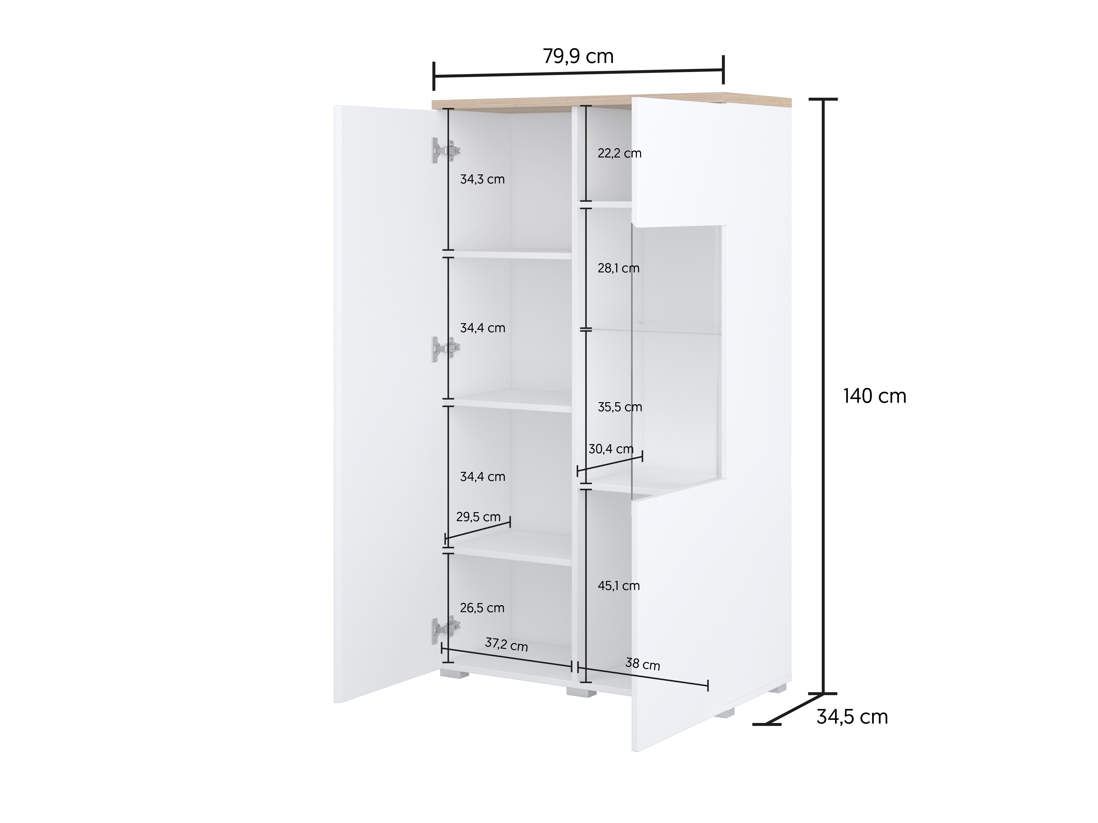 Σετ επίπλων σαλονιού Baletu 114 (Άσπρο + Δρυς)