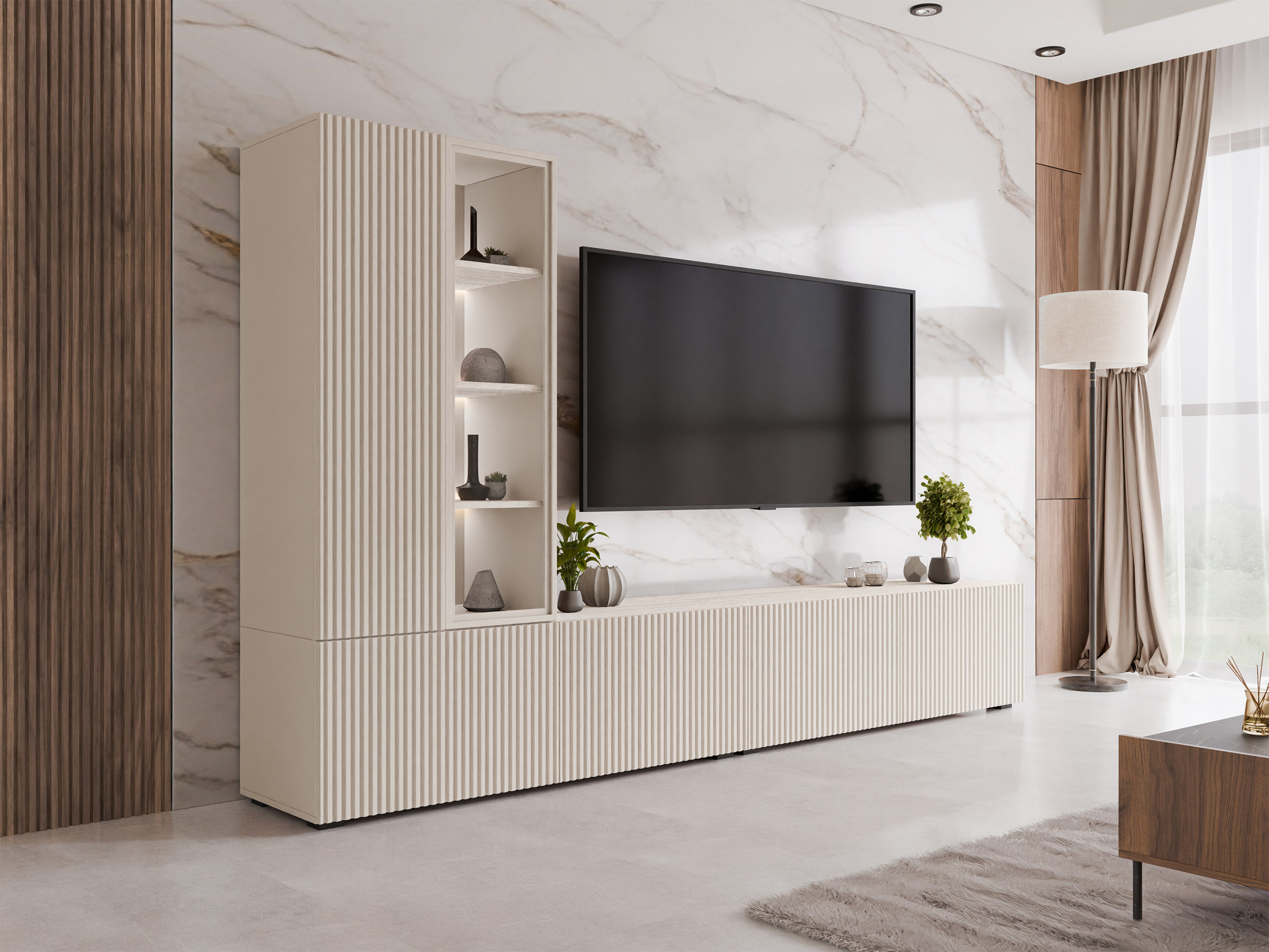 Σετ επίπλων σαλονιού Comfivo Tutelar (Κασμίρι + Ανοιχτό Travertine)