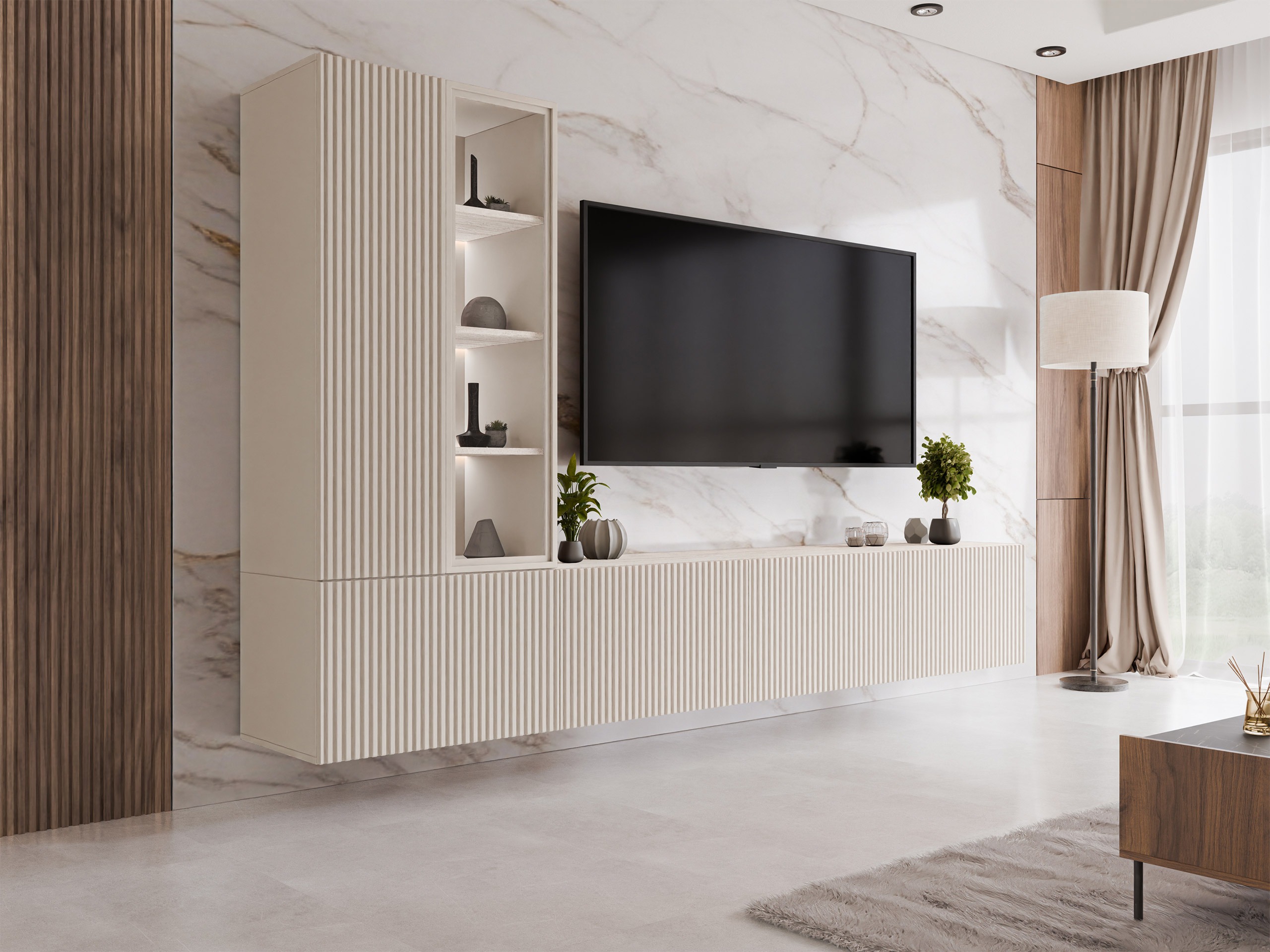Σετ επίπλων σαλονιού Comfivo Tutelar (Κασμίρι + Ανοιχτό Travertine)