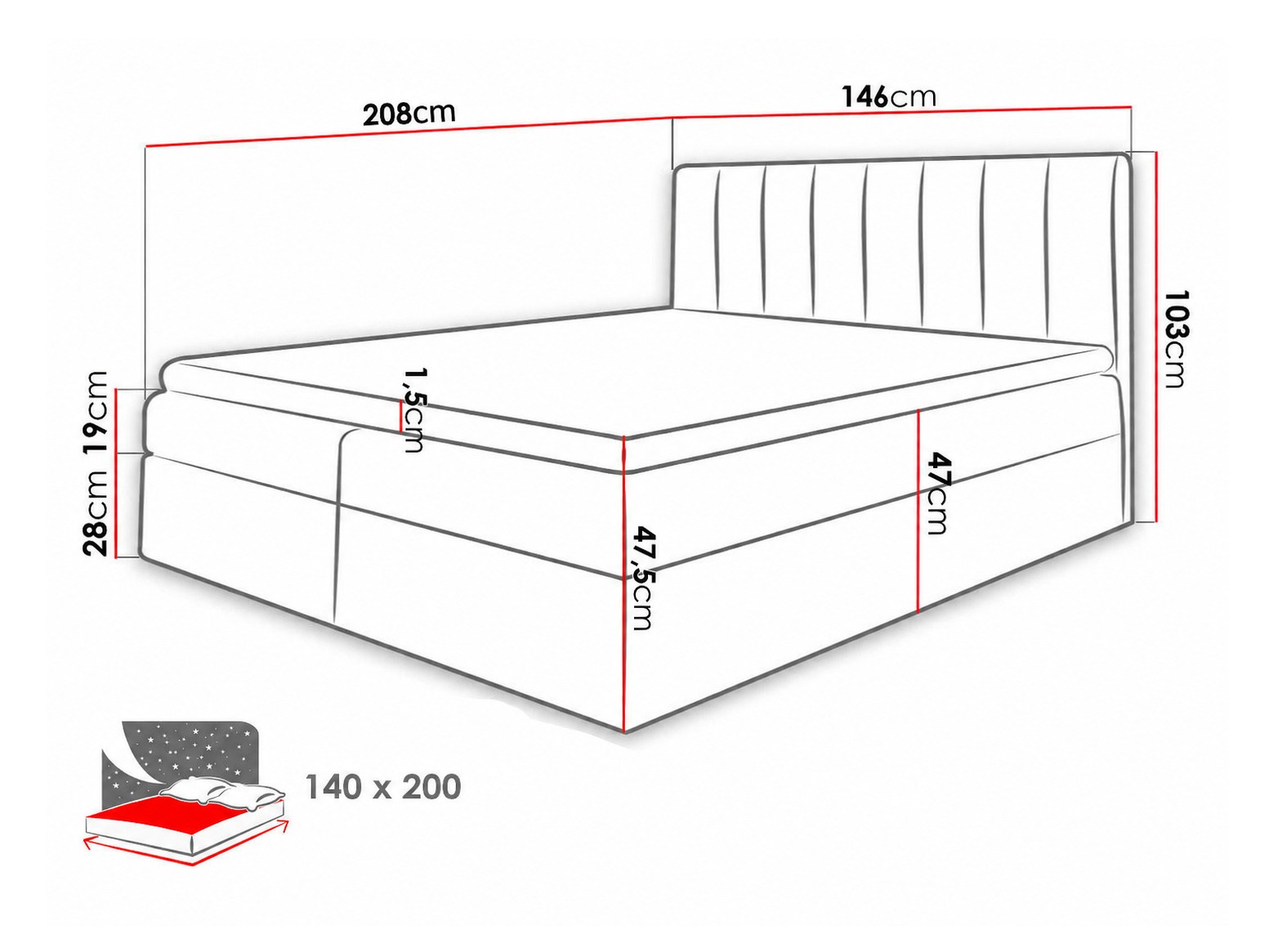 Κρεβάτι continental Culina (Soft 017 + Ikar 09)