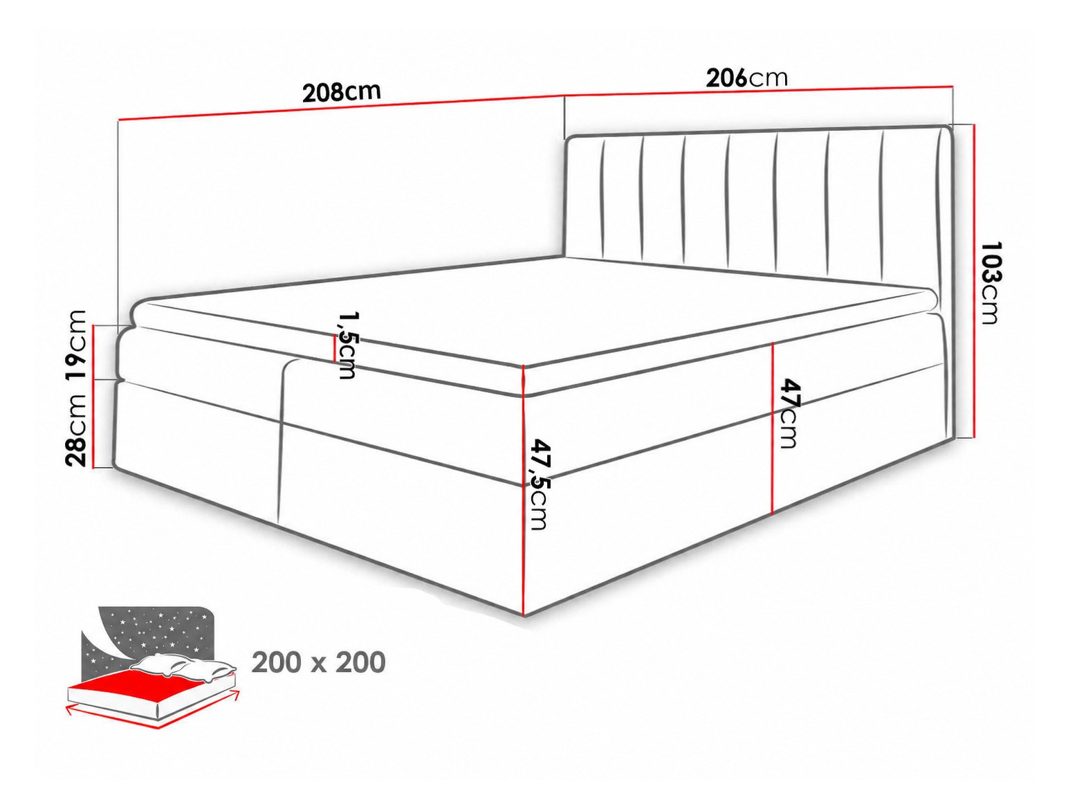 Κρεβάτι continental Culina (Soft 017 + Ikar 09)