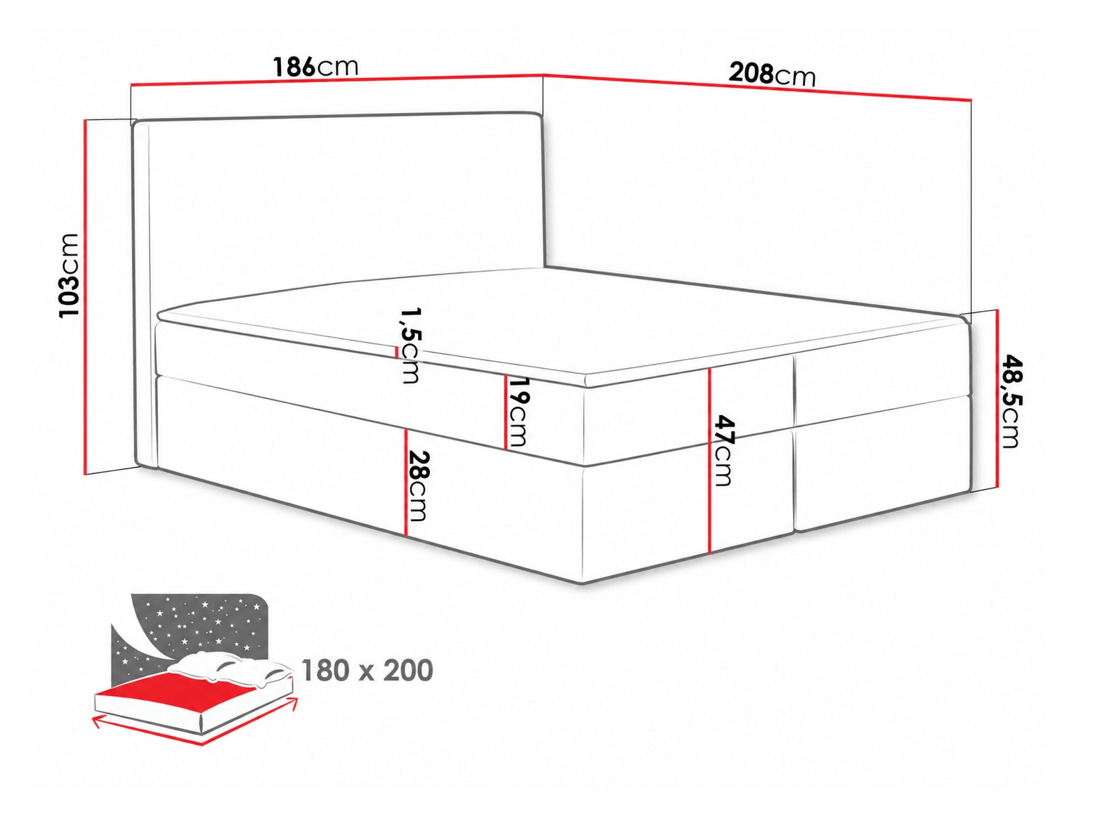 Κρεβάτι continental Nix (Velluto 10)