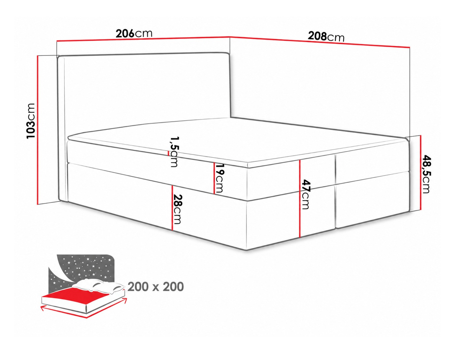 Κρεβάτι continental Nix (Velluto 10)