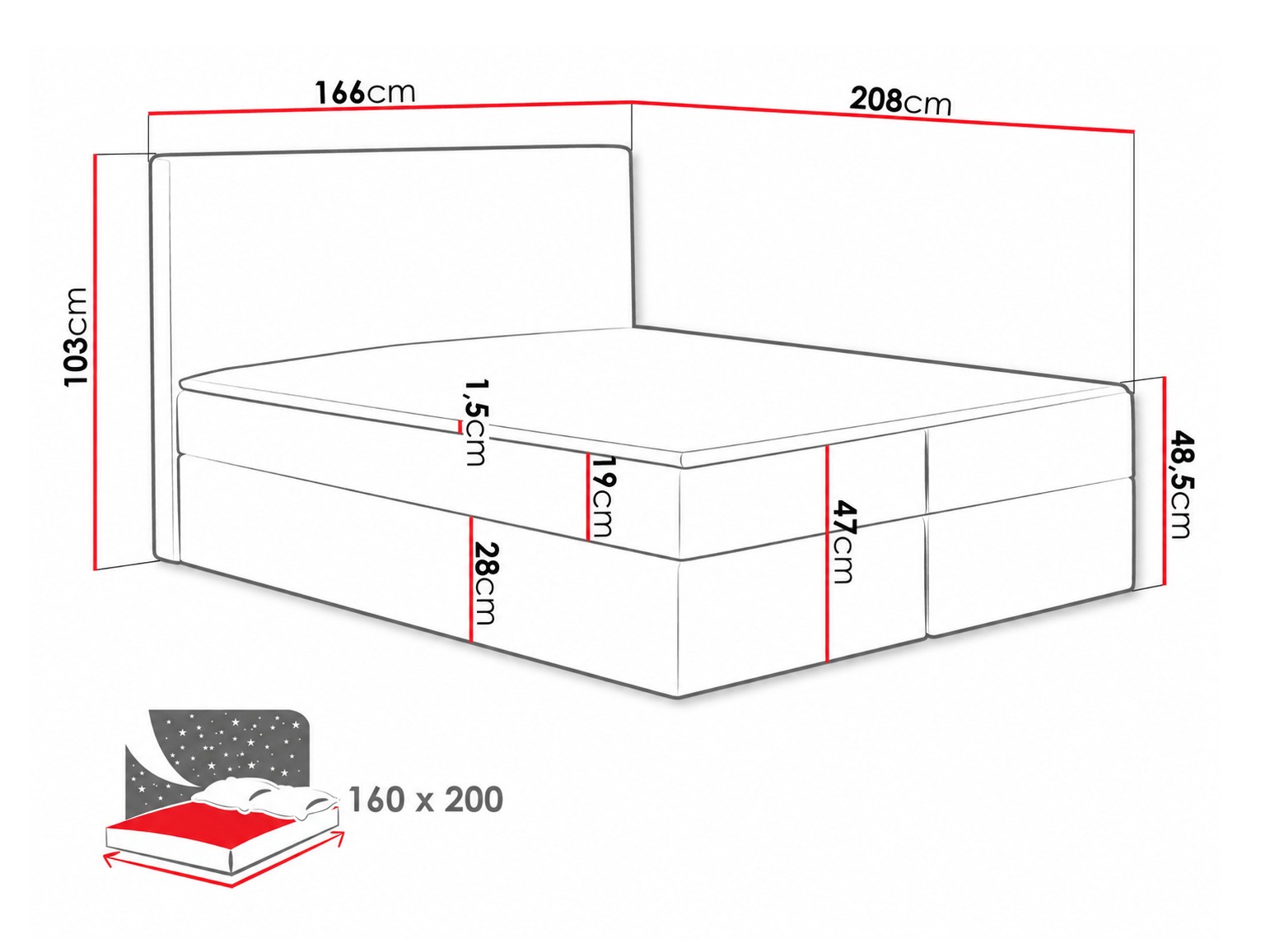 Κρεβάτι continental Nix (Velluto 14)