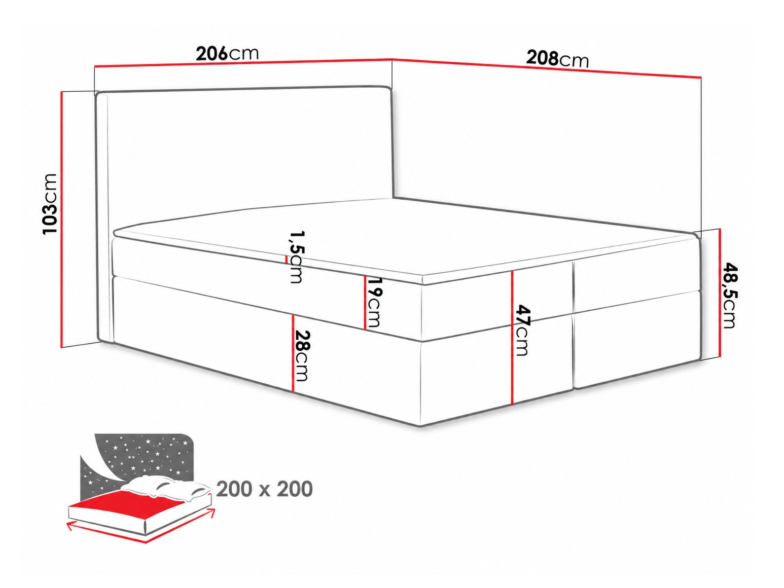 Κρεβάτι continental Nix (Velluto 3)