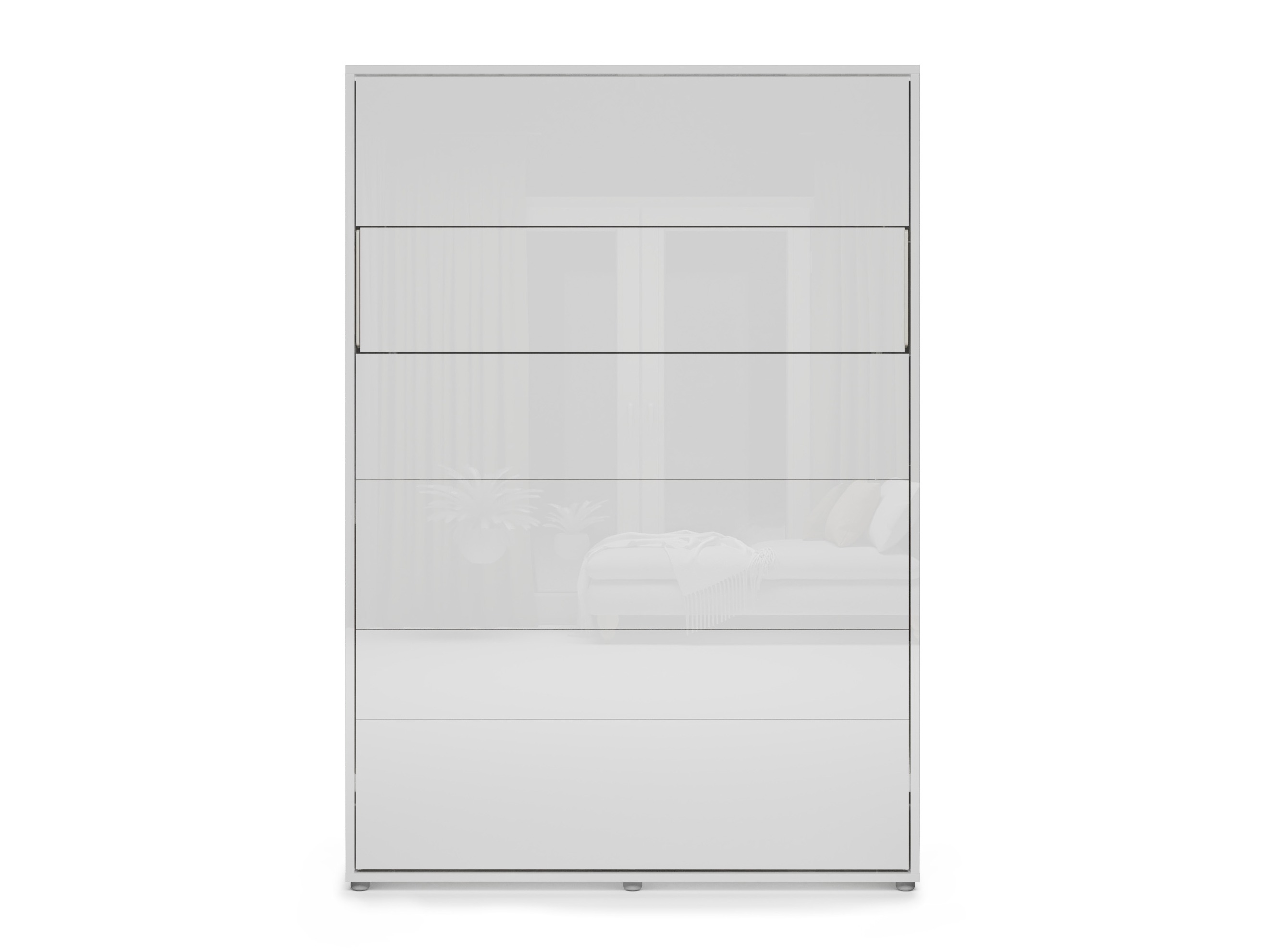 Κρεβάτι τοίχου Concept Lenart IX (Άσπρο + Γυαλιστερό λευκό)
