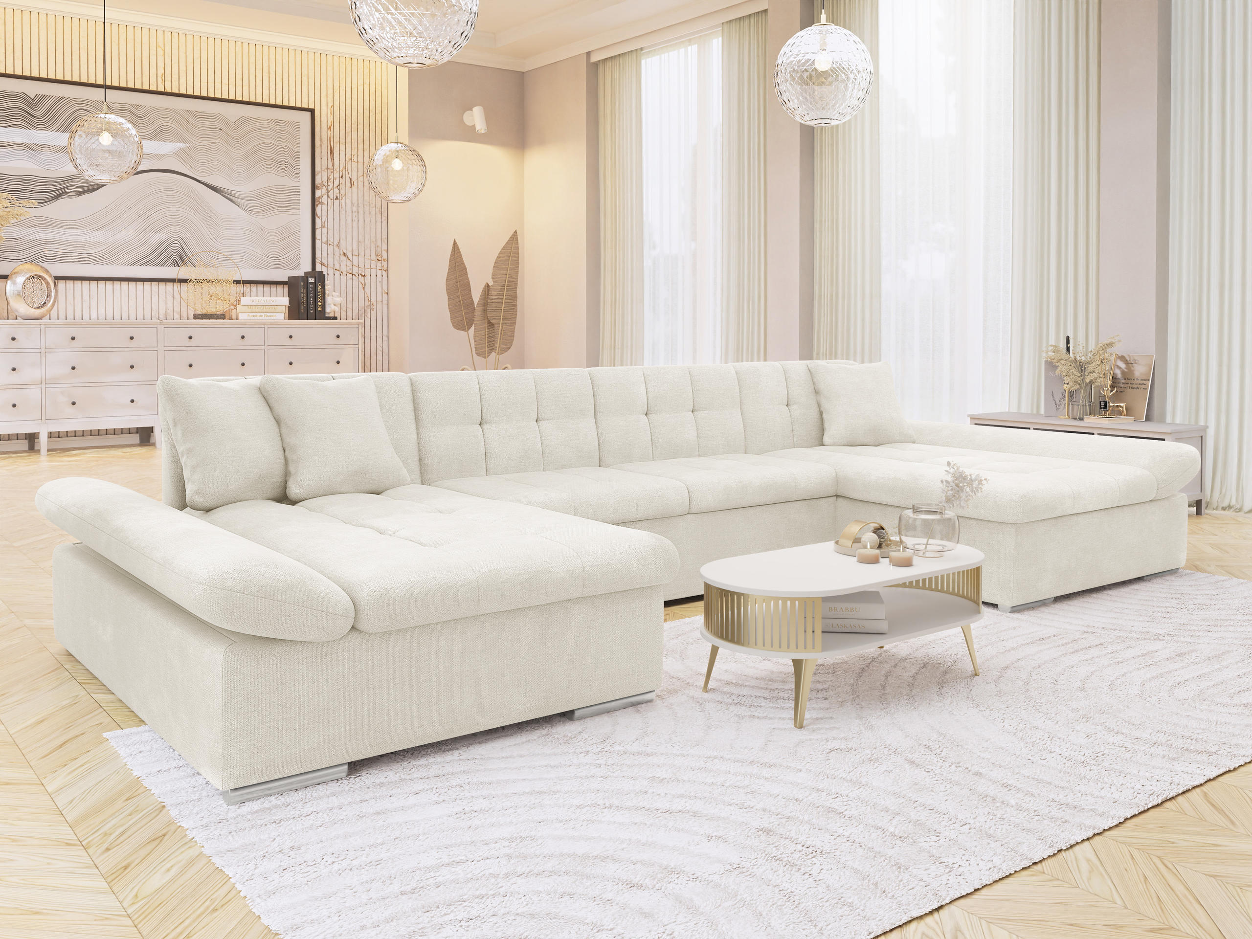Γωνιακός Καναπές Comfivo Ficus (Spirit White)