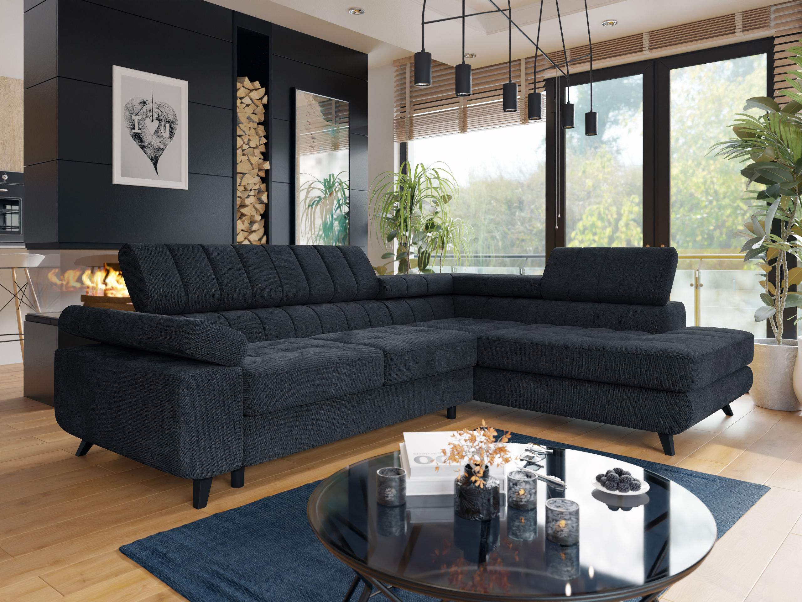 Γωνιακός Καναπές Comfivo Agnus (Spirit Black)