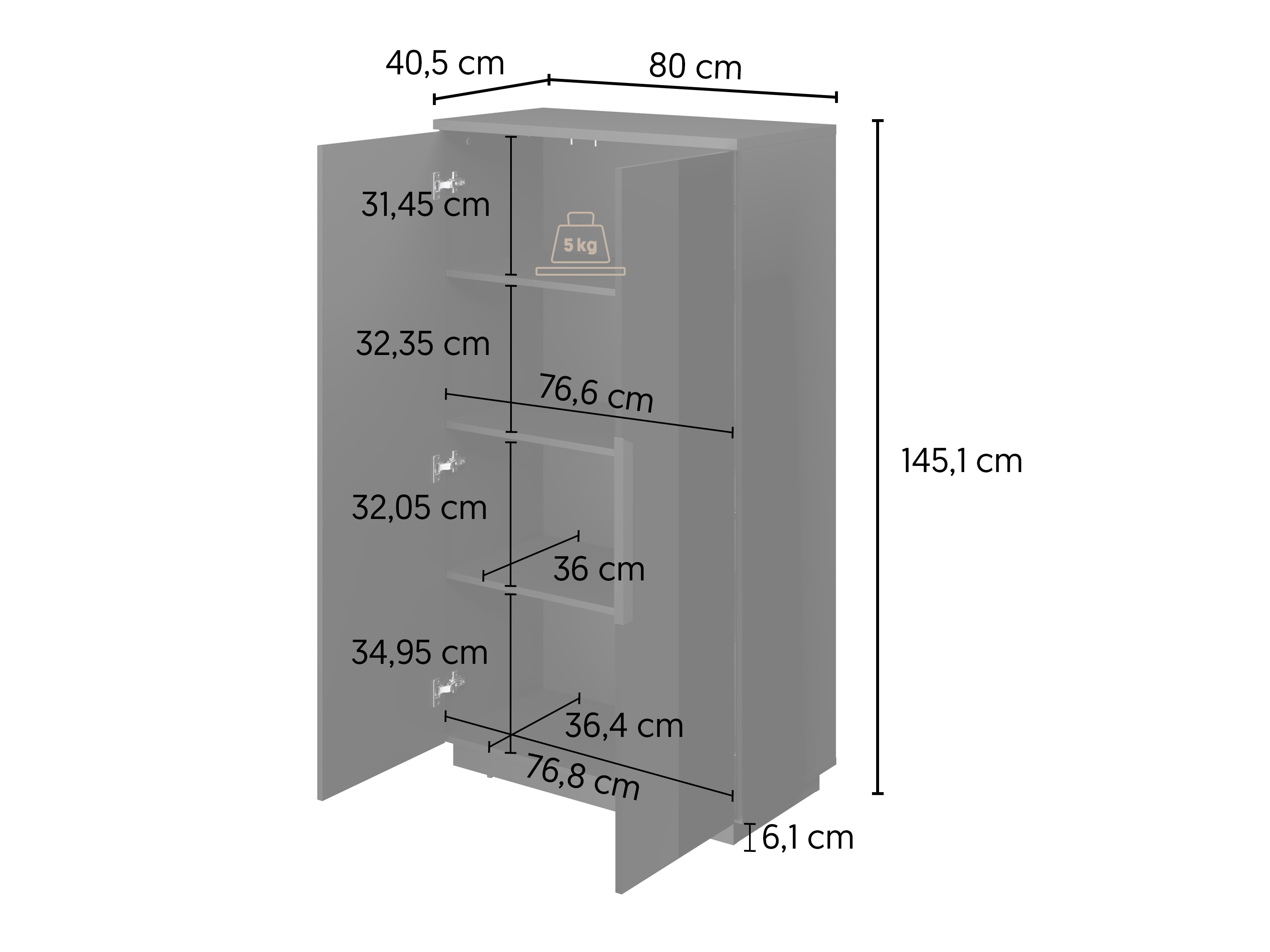Βιβλιοθήκη Talevaro 104 (Μαύρο + Γυαλιστερό μαύρο)